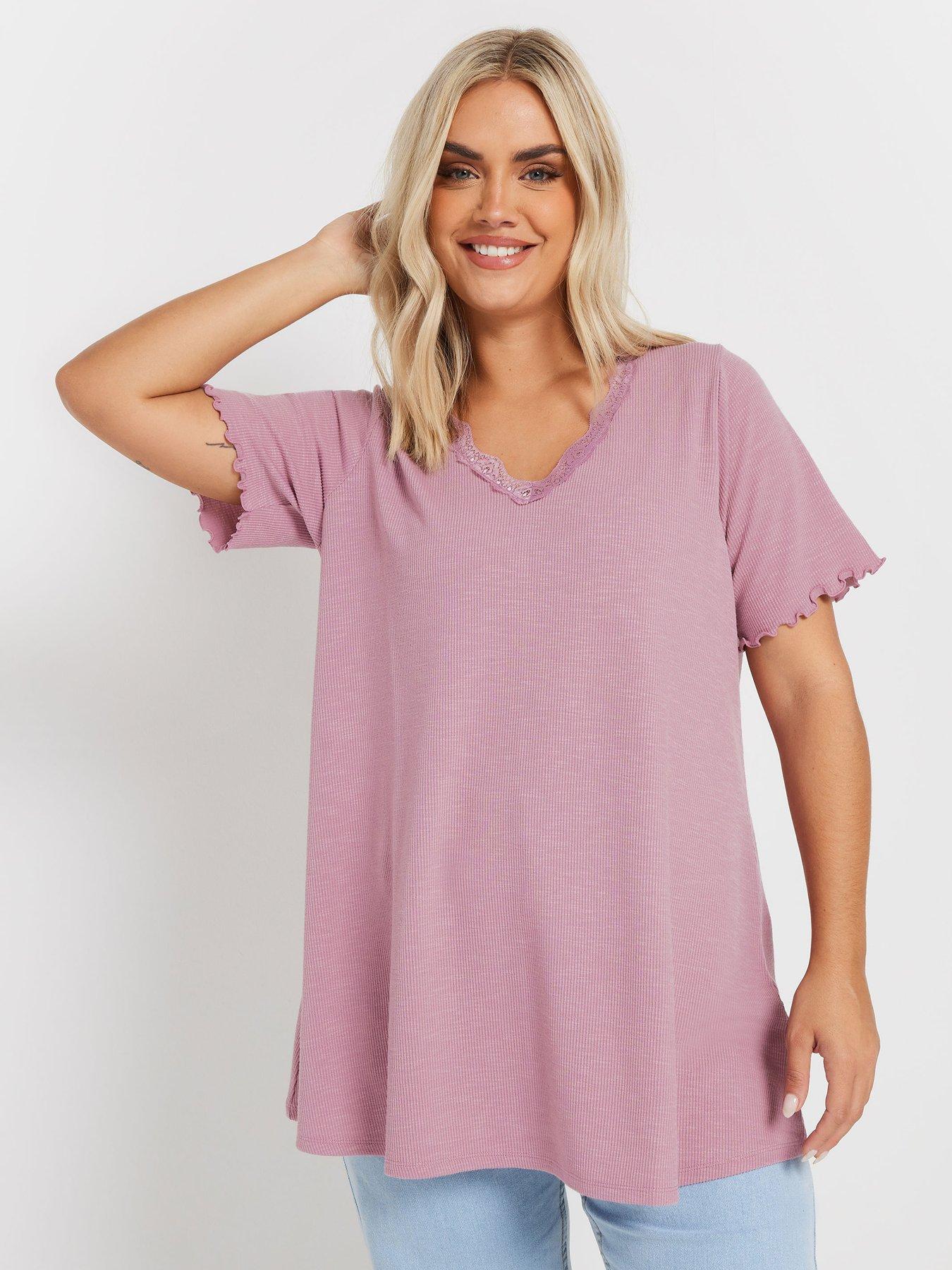 undefined Curve Slub Sleeve Lace Insert T-Shirt
