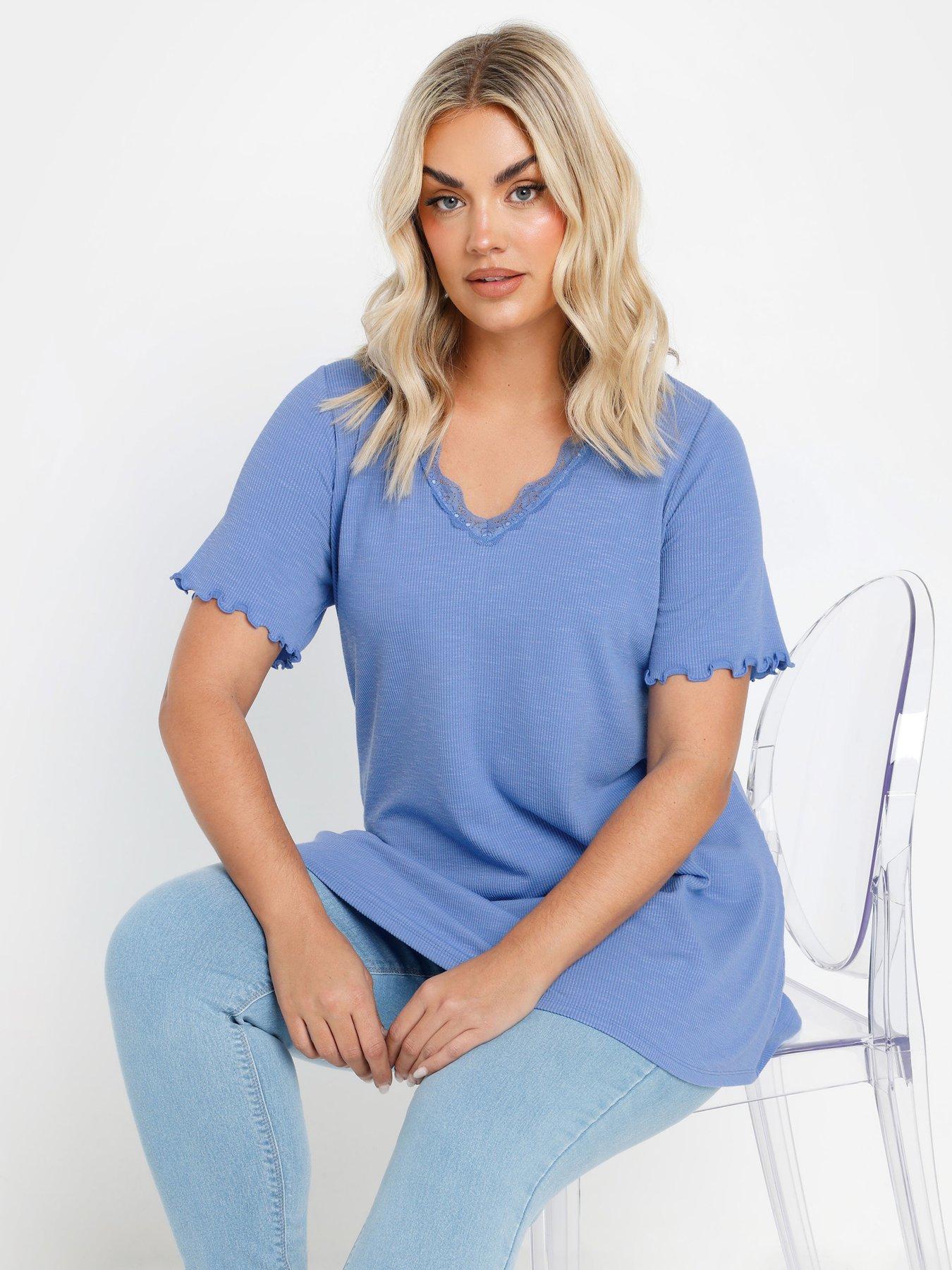undefined Curve Slub Sleeve Lace Insert T-Shirt