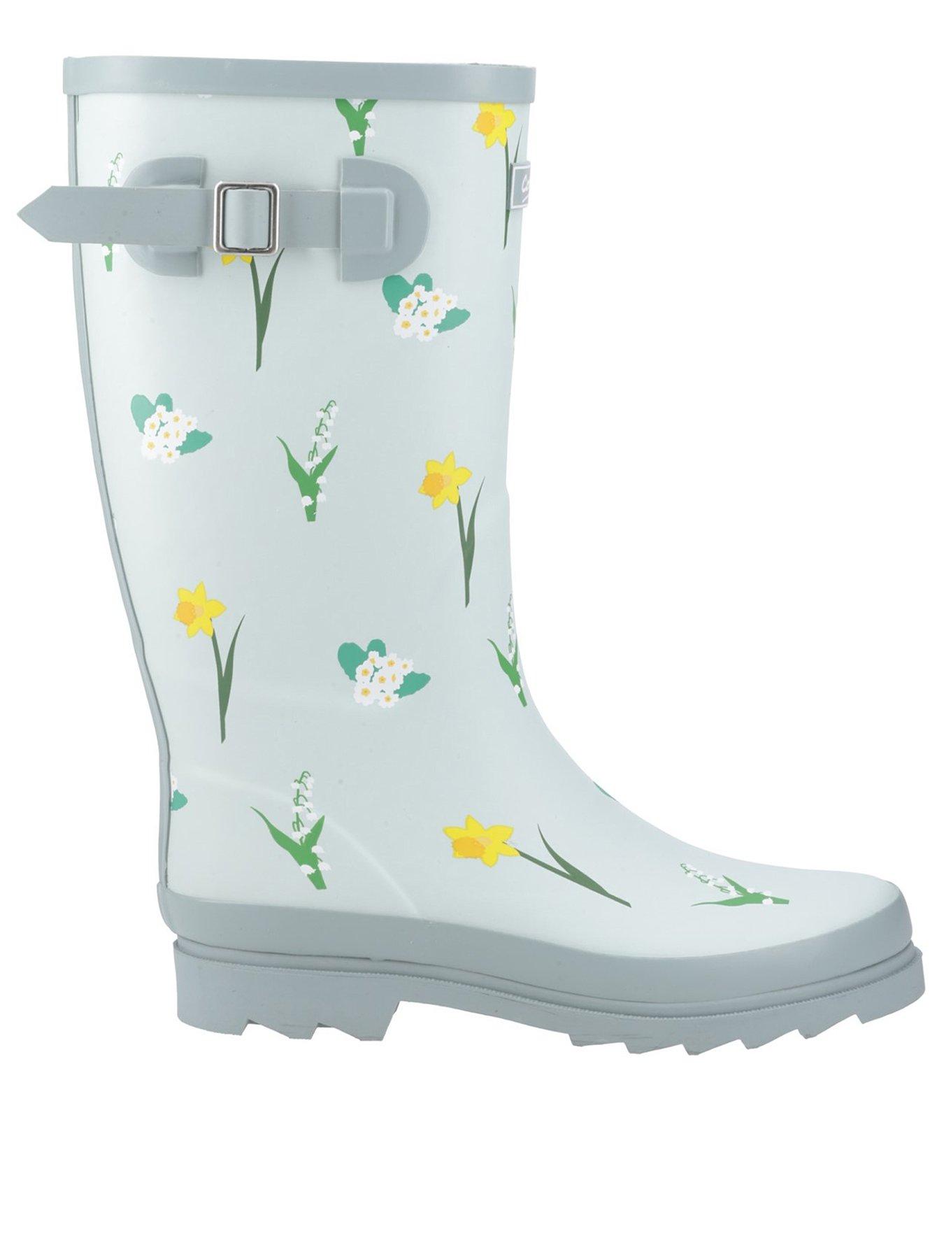 Cotswold Womens Wildflower Tall Wellingtons, Green, Size 3, Women