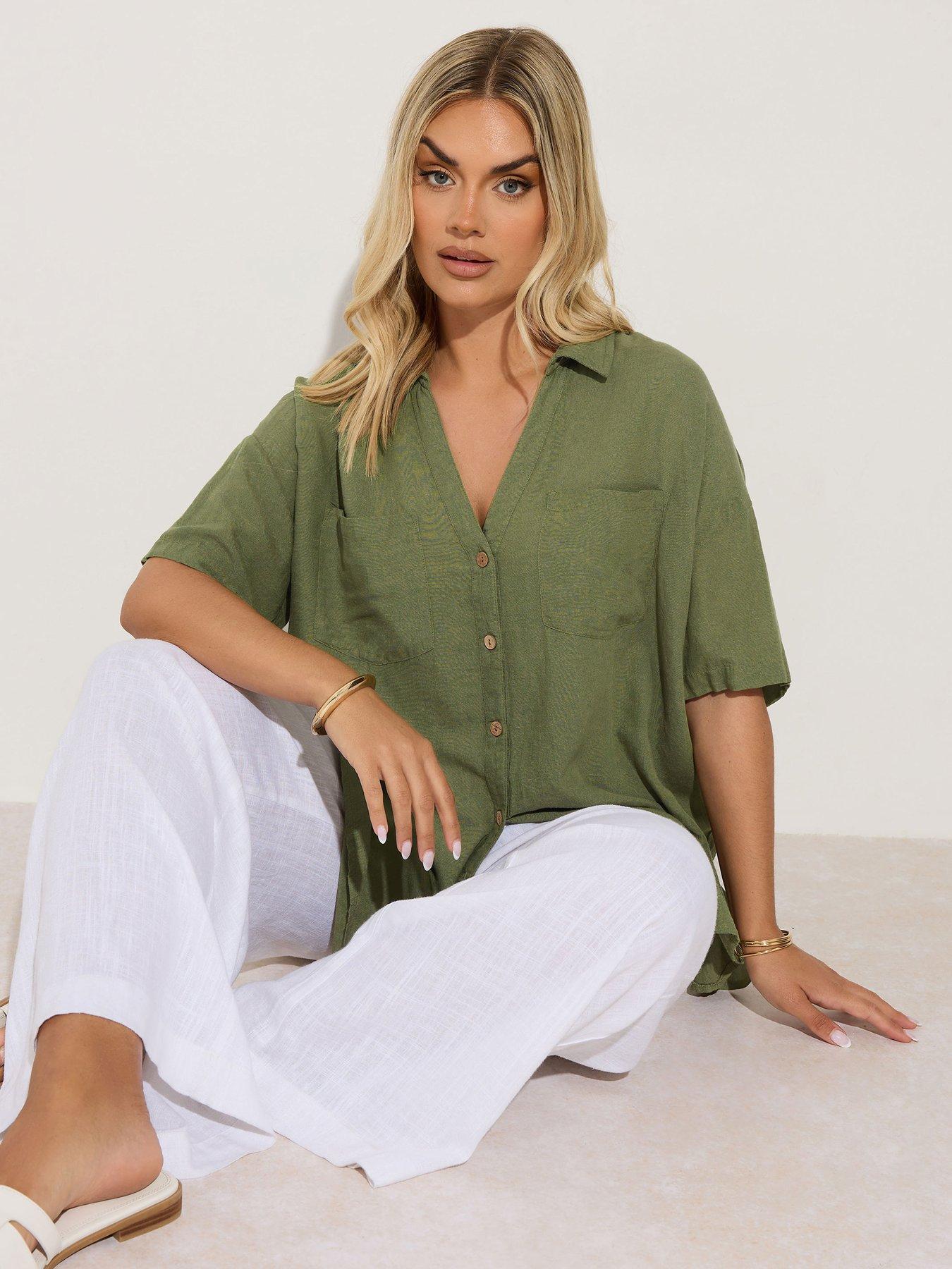 undefined Curve Belted Shirt - Green