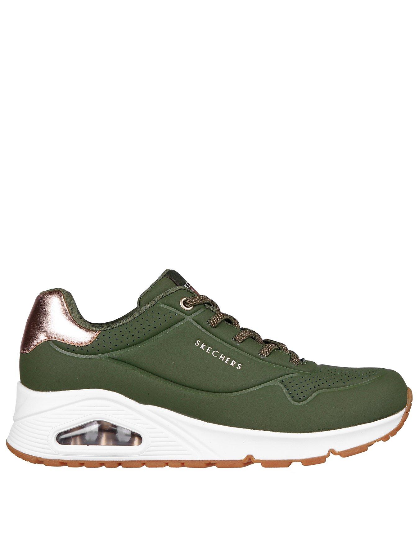 Skechers Uno Shimmer Away Durabuck Slip-on Trainer Olive Very