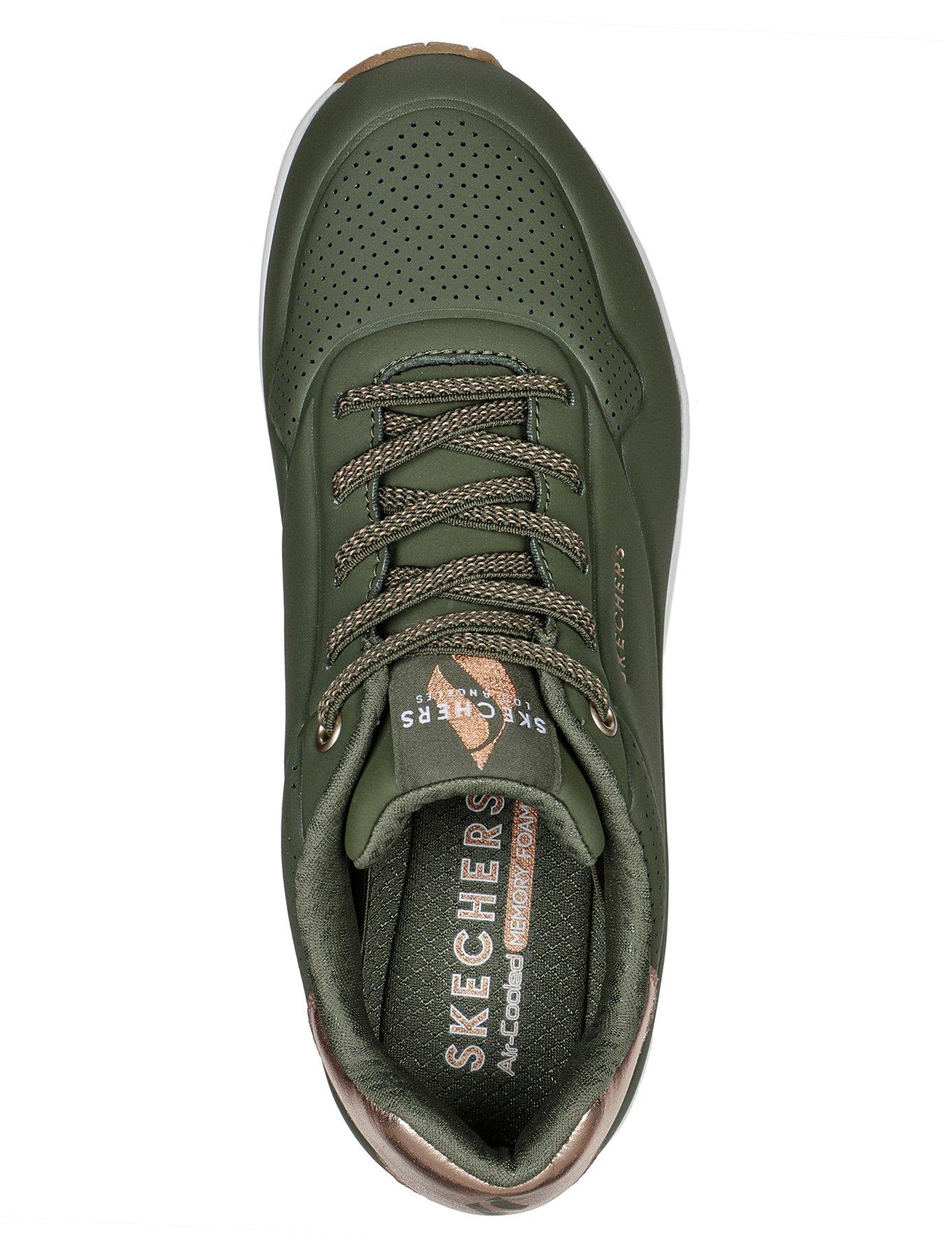 Skechers Uno Shimmer Away Durabuck Slip-on Trainer Olive Very