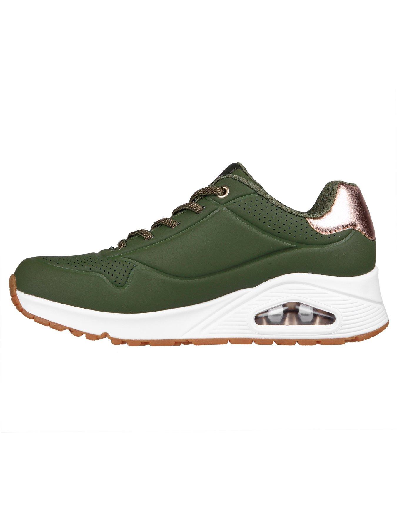 Skechers Uno Shimmer Away Durabuck Slip-on Trainer Olive Very
