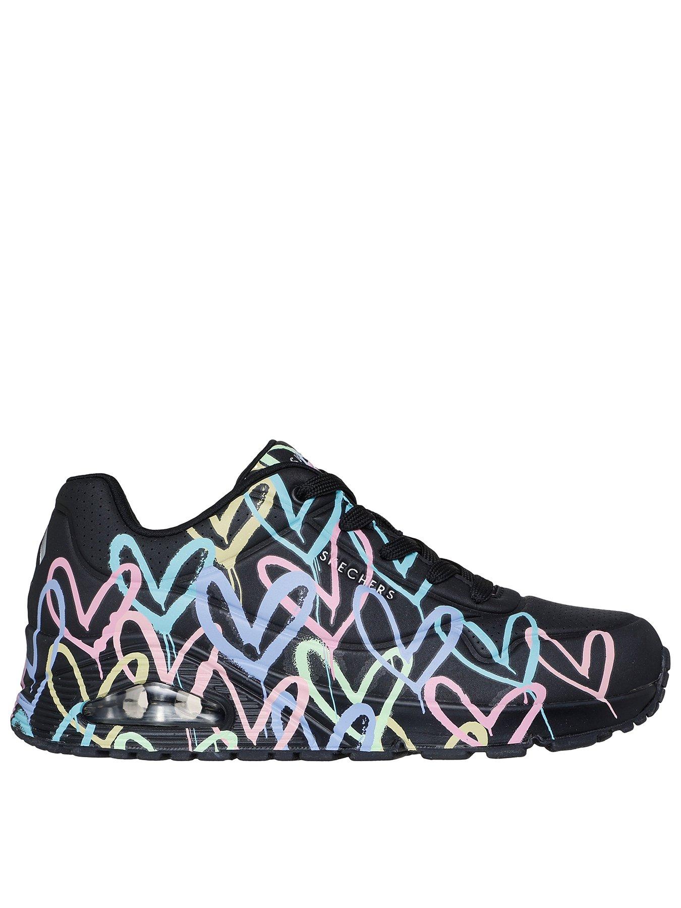 Skechers Uno Spread The Love Wedge Trainer - Black