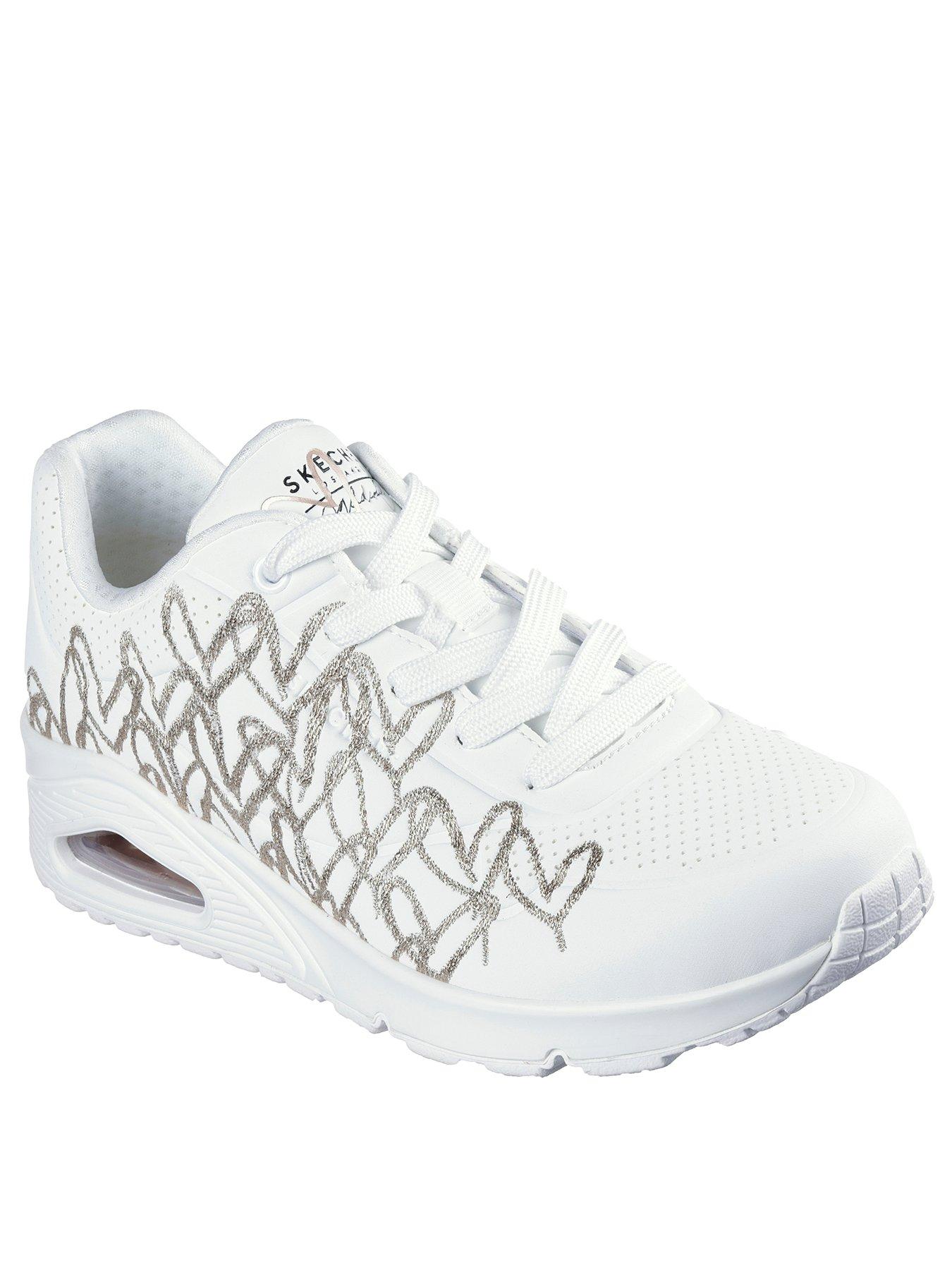 Image 2 of 5 of Skechers Uno Golden Heart Wedge Trainer - White