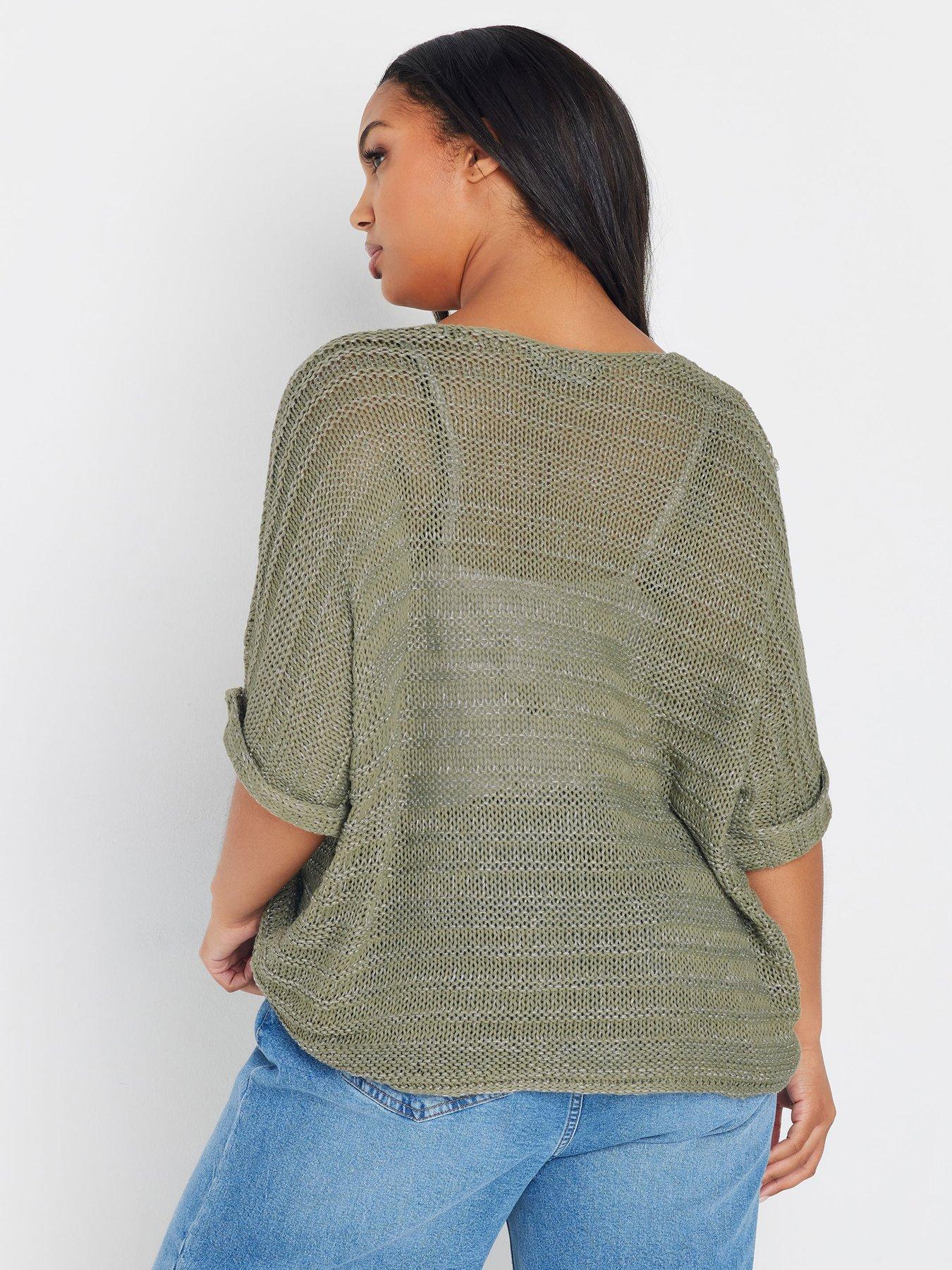 Image 2 of 4 of Yours Curve Lurex Knit Cover Up - Green