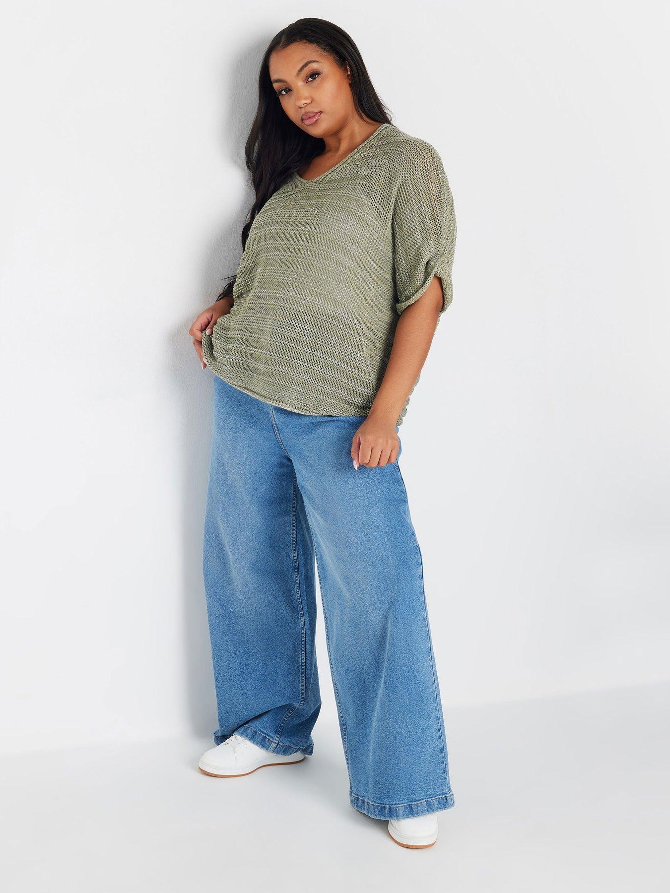 Image 3 of 4 of Yours Curve Lurex Knit Cover Up - Green