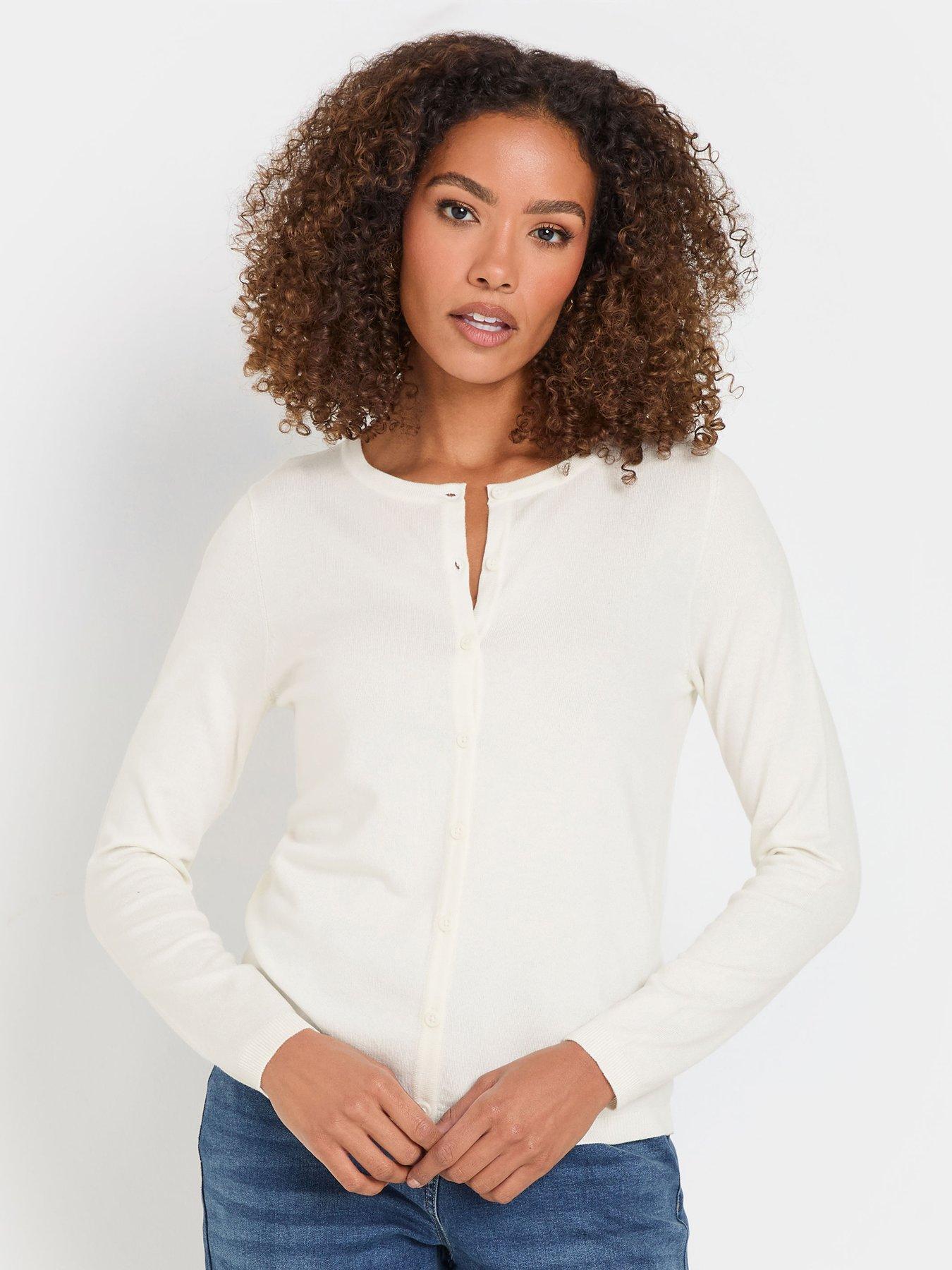 undefined Long Sleeve Button Down Cardigan - Ivory