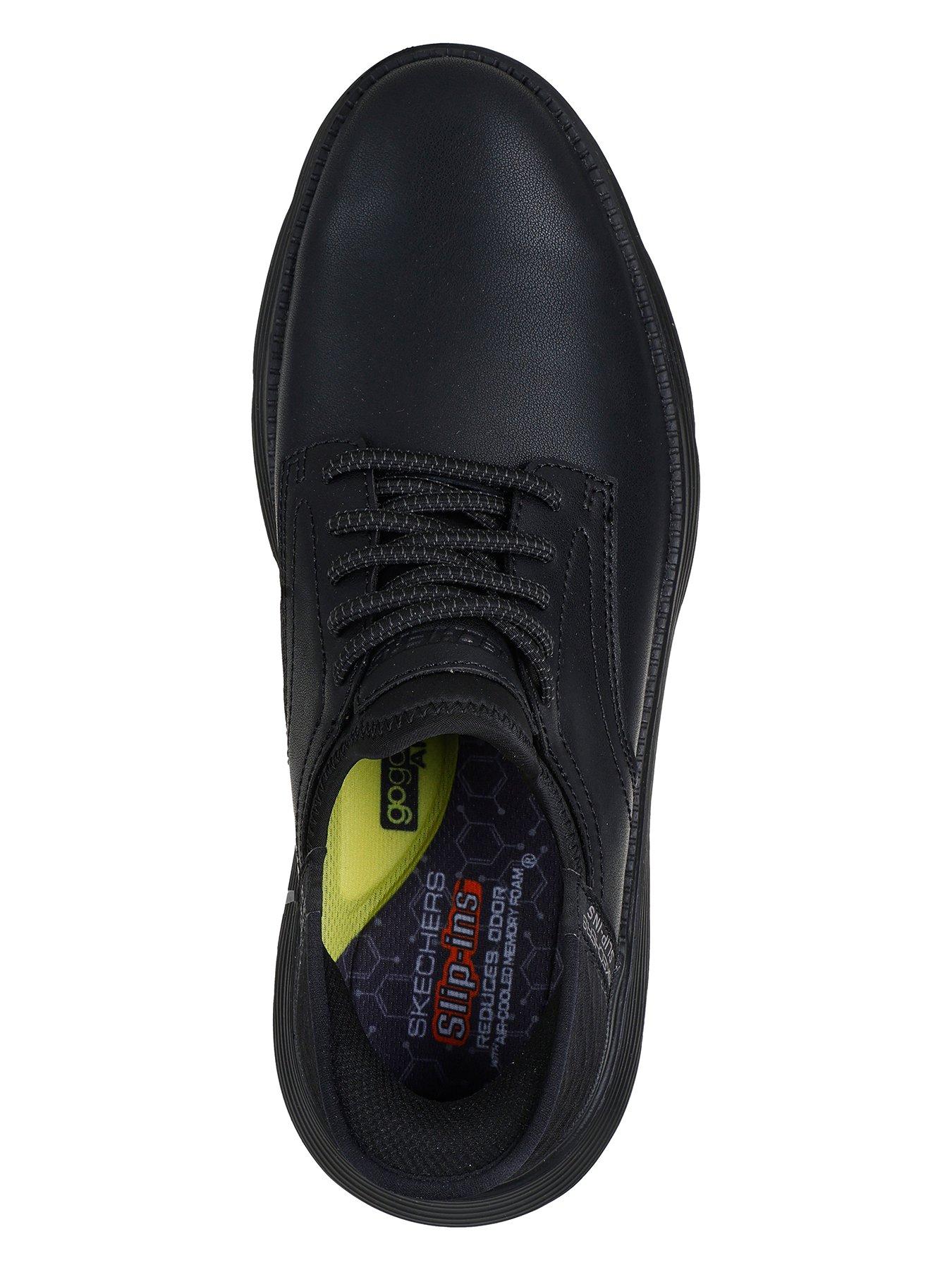 Image 3 of 5 of Skechers Garza Wide Fit Plain Toe Bungee Lace Casual Slip On Shoes- Black