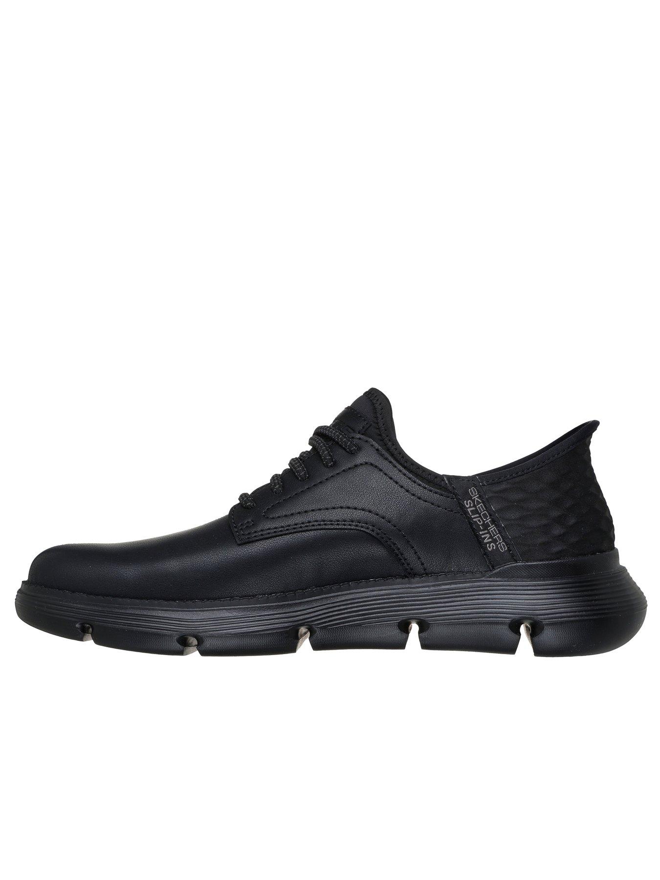 Image 5 of 5 of Skechers Garza Wide Fit Plain Toe Bungee Lace Casual Slip On Shoes- Black