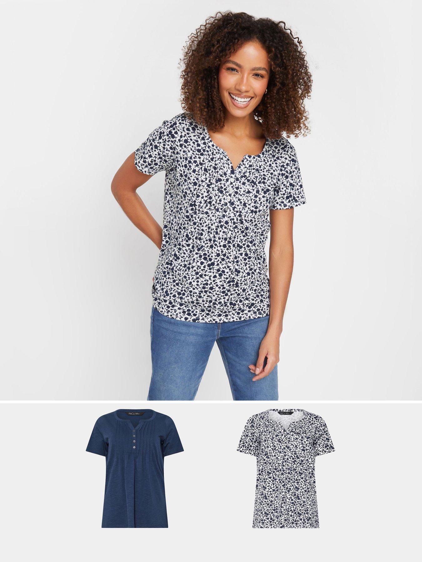 undefined 2 Pack Short Sleeve Henley Top - Blue