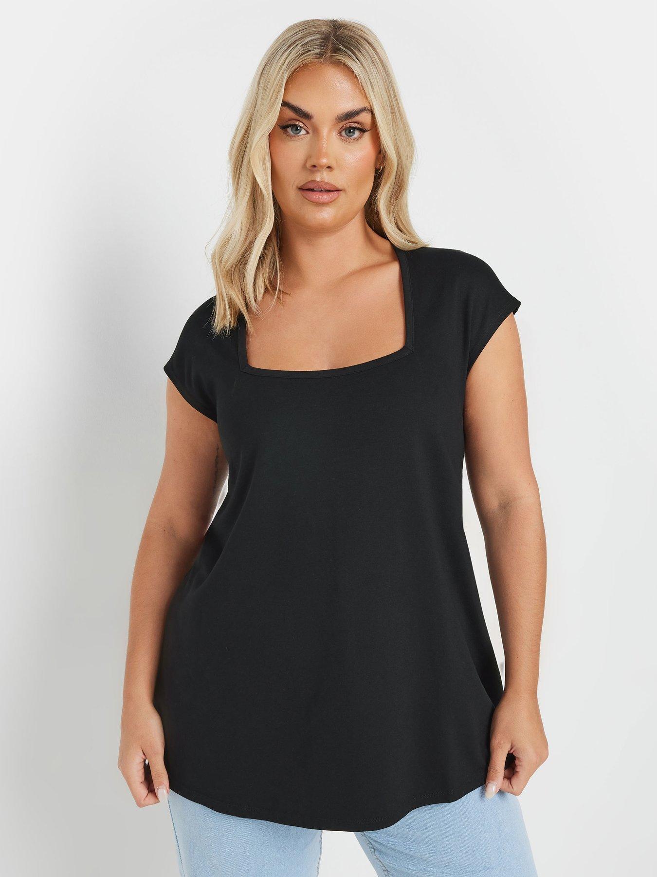 undefined Curve Cap Sleeve T-Shirt - Black