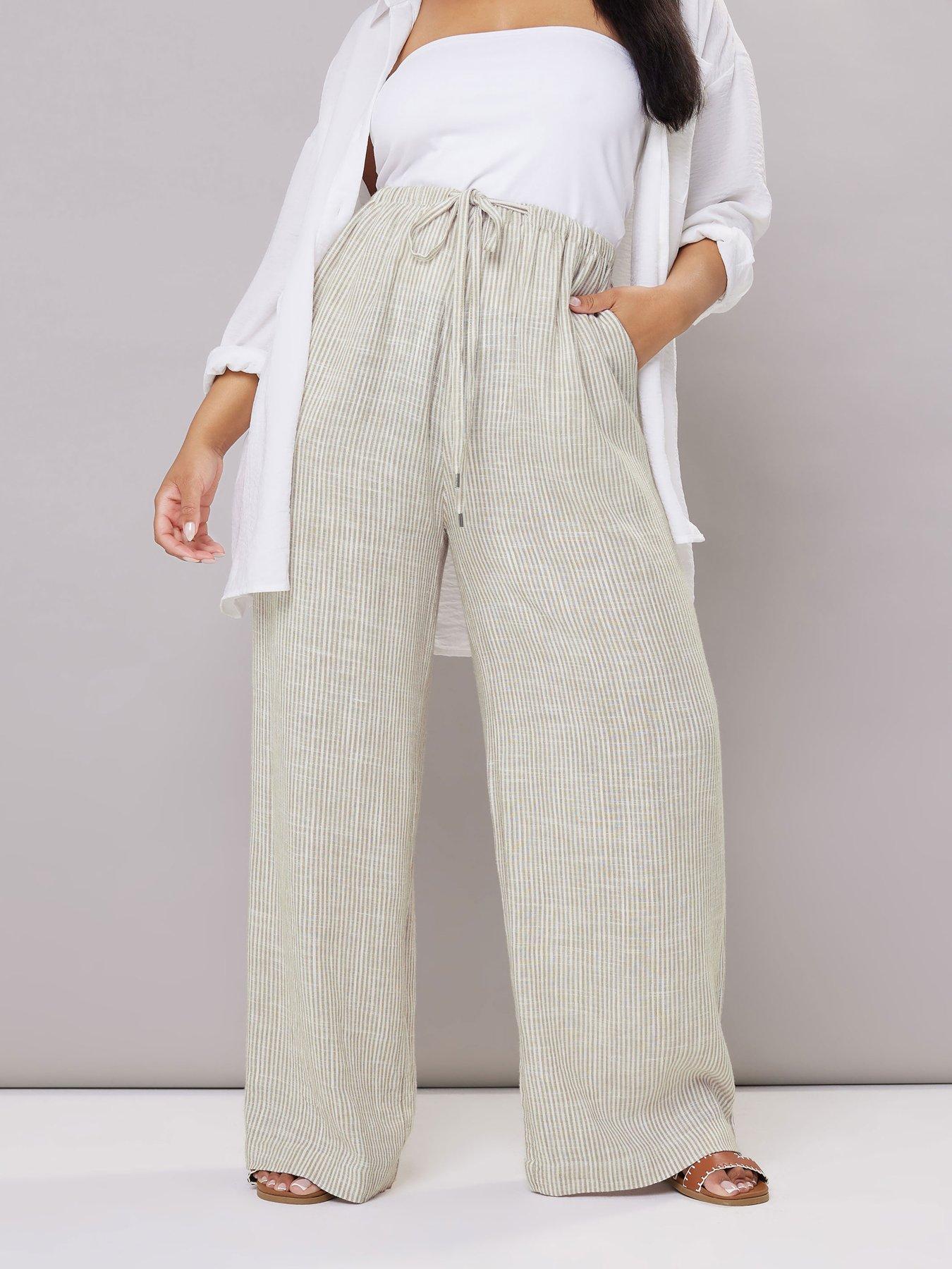 undefined Curve Linen Skinny Stripe Trouser