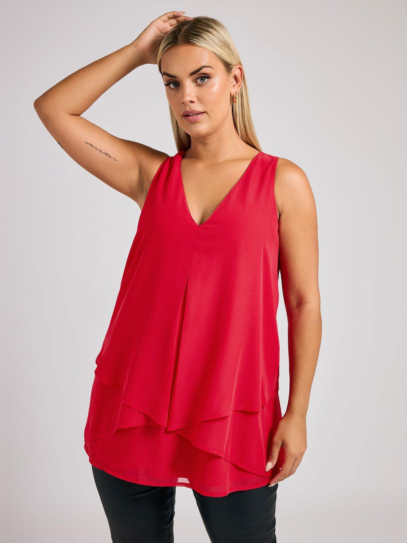 undefined Curve Layered Top - Red