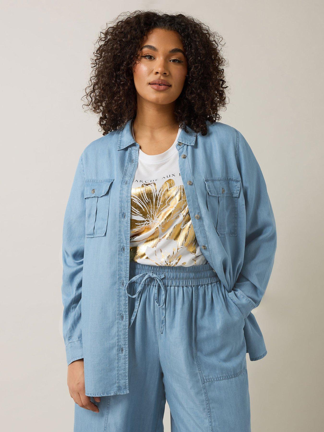 Image 3 of 4 of Evans Long Sleeve Tencel Shirt - Blue