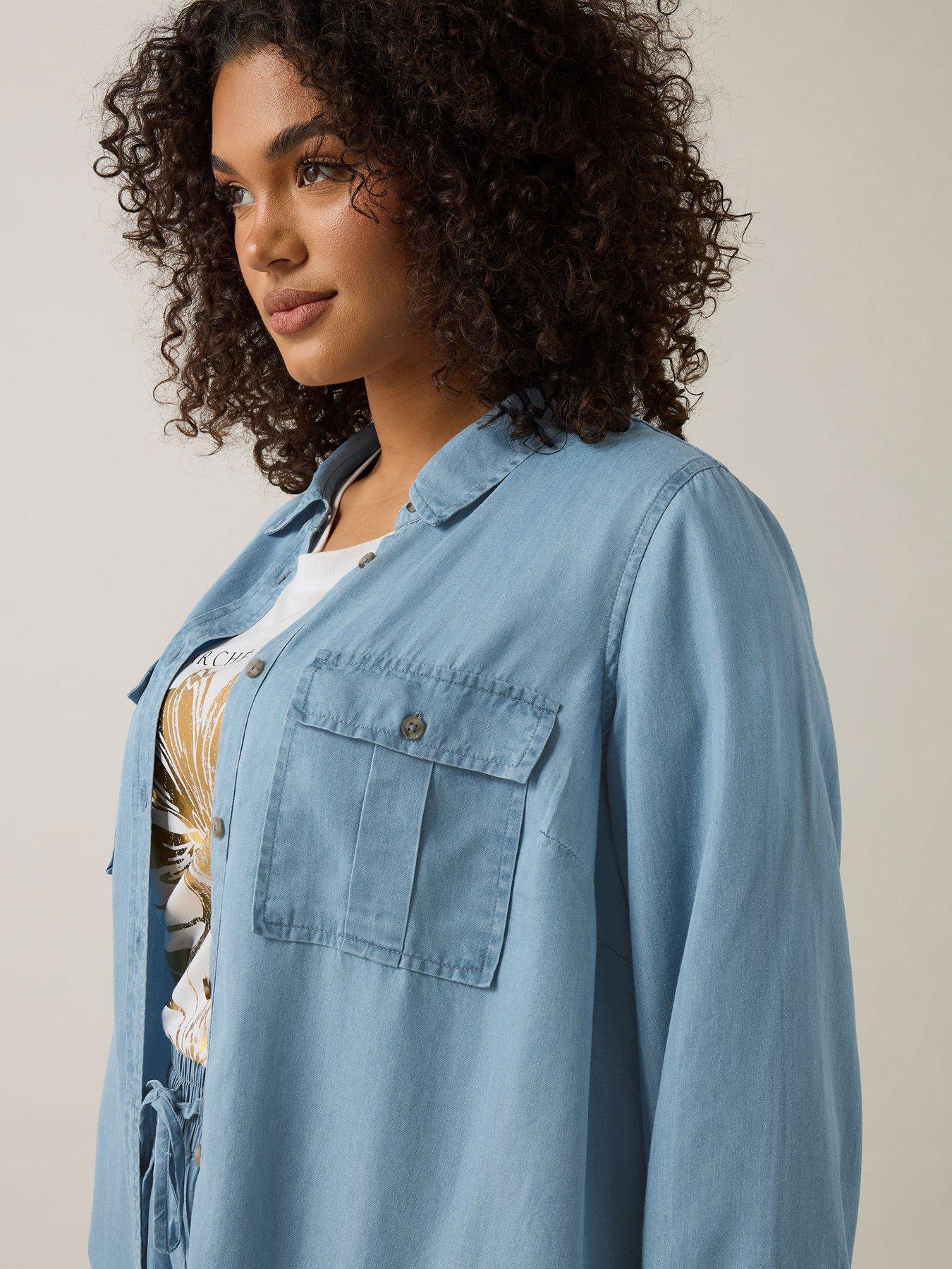 Image 4 of 4 of Evans Long Sleeve Tencel Shirt - Blue
