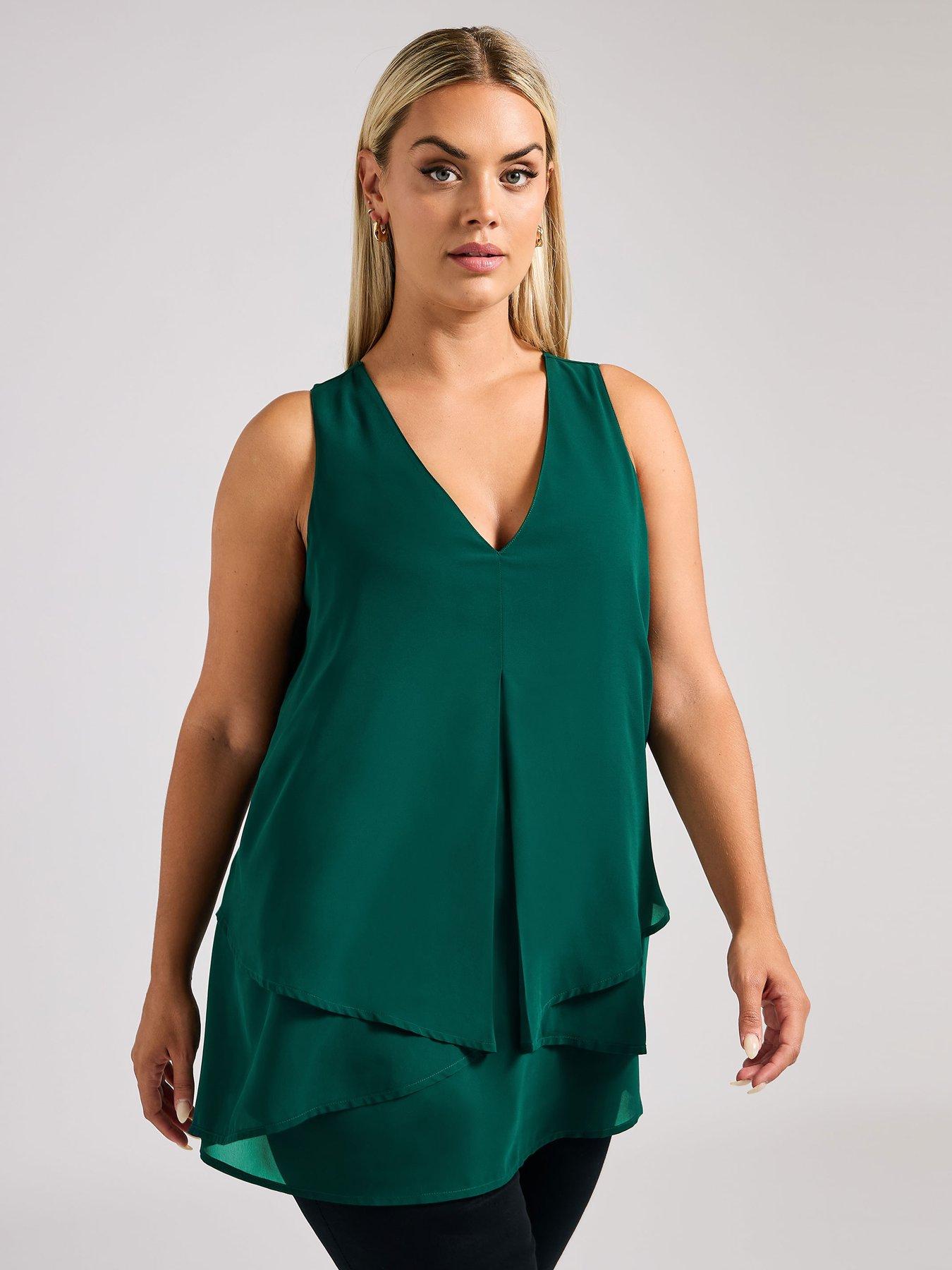 Image 1 of 4 of Yours Curve Layered Top - Green