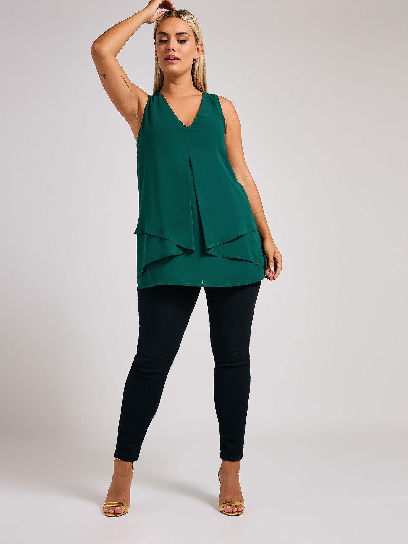 Image 3 of 4 of Yours Curve Layered Top - Green