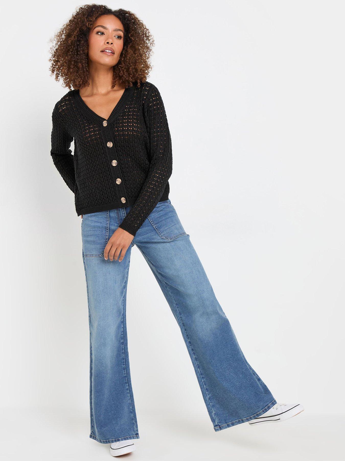 Image 3 of 4 of M&Co Button Crochet Cardigan - Black