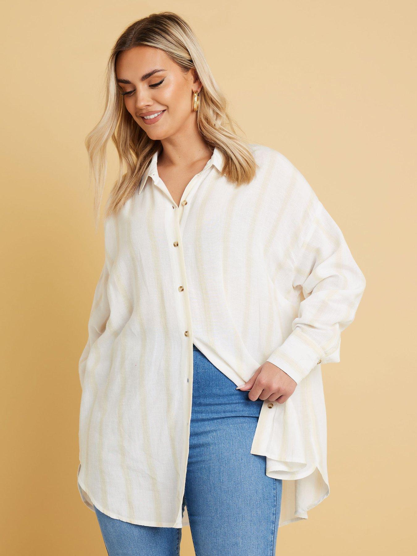 undefined Curve Long Sleeve Stripe Linen Shirt