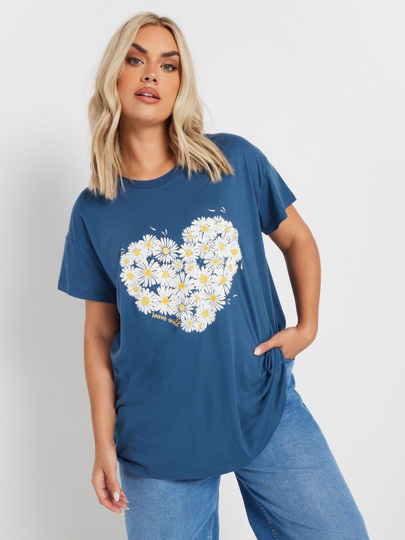 undefined Curve Placement Print T-Shirt - Blue