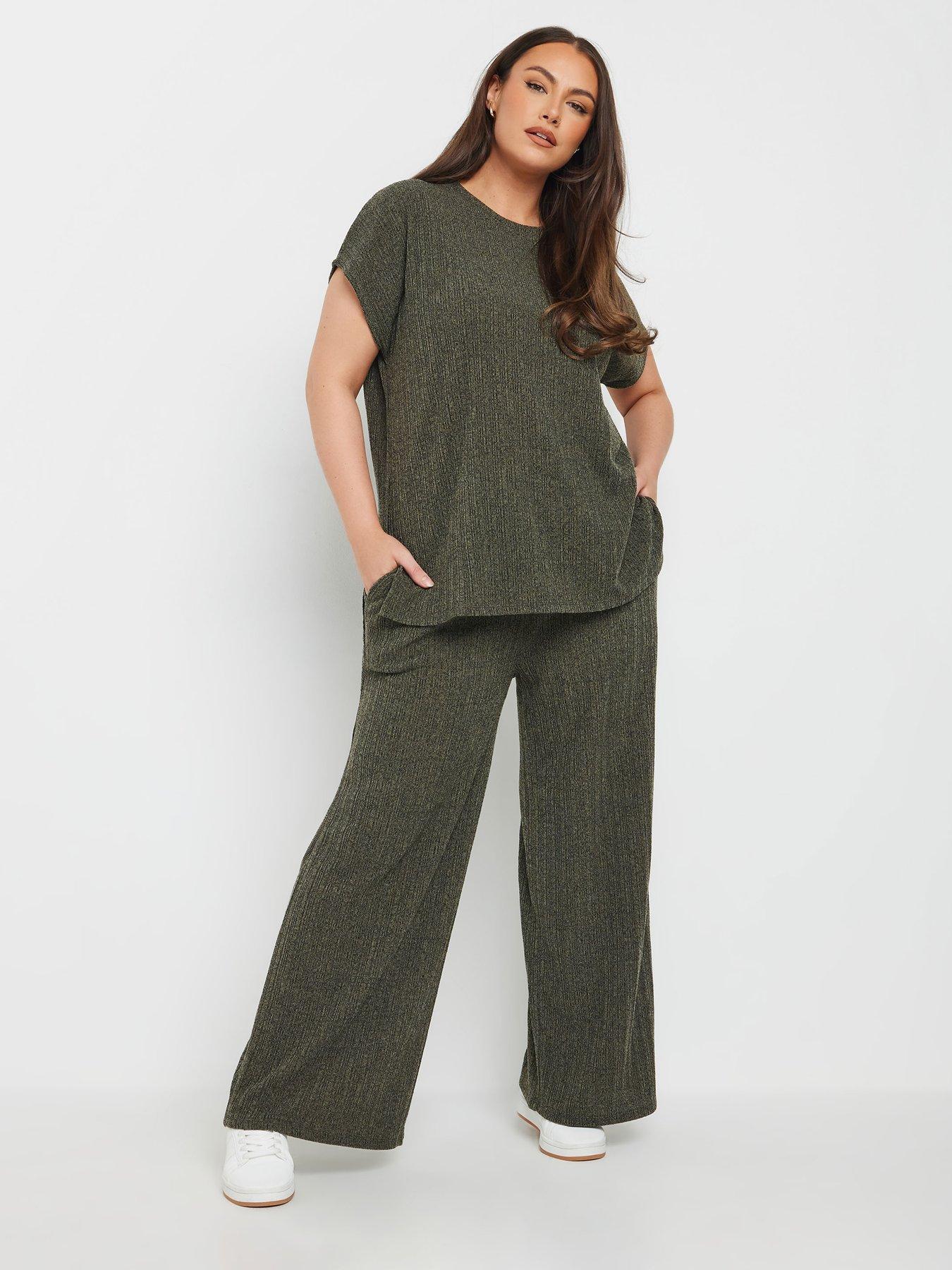 Image 3 of 4 of Yours Curve Knitted Trouser Co-Ord - Green