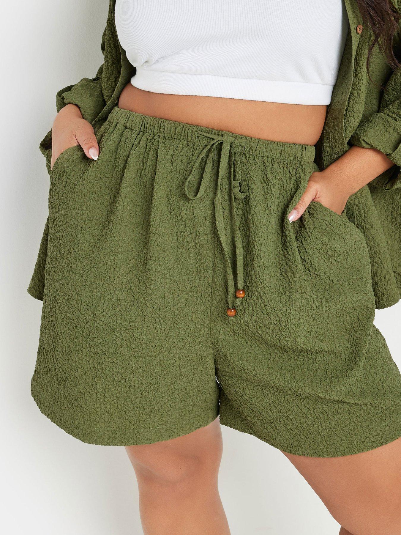 Image 4 of 4 of Yours Curve Textured Short Co-Ord - Green