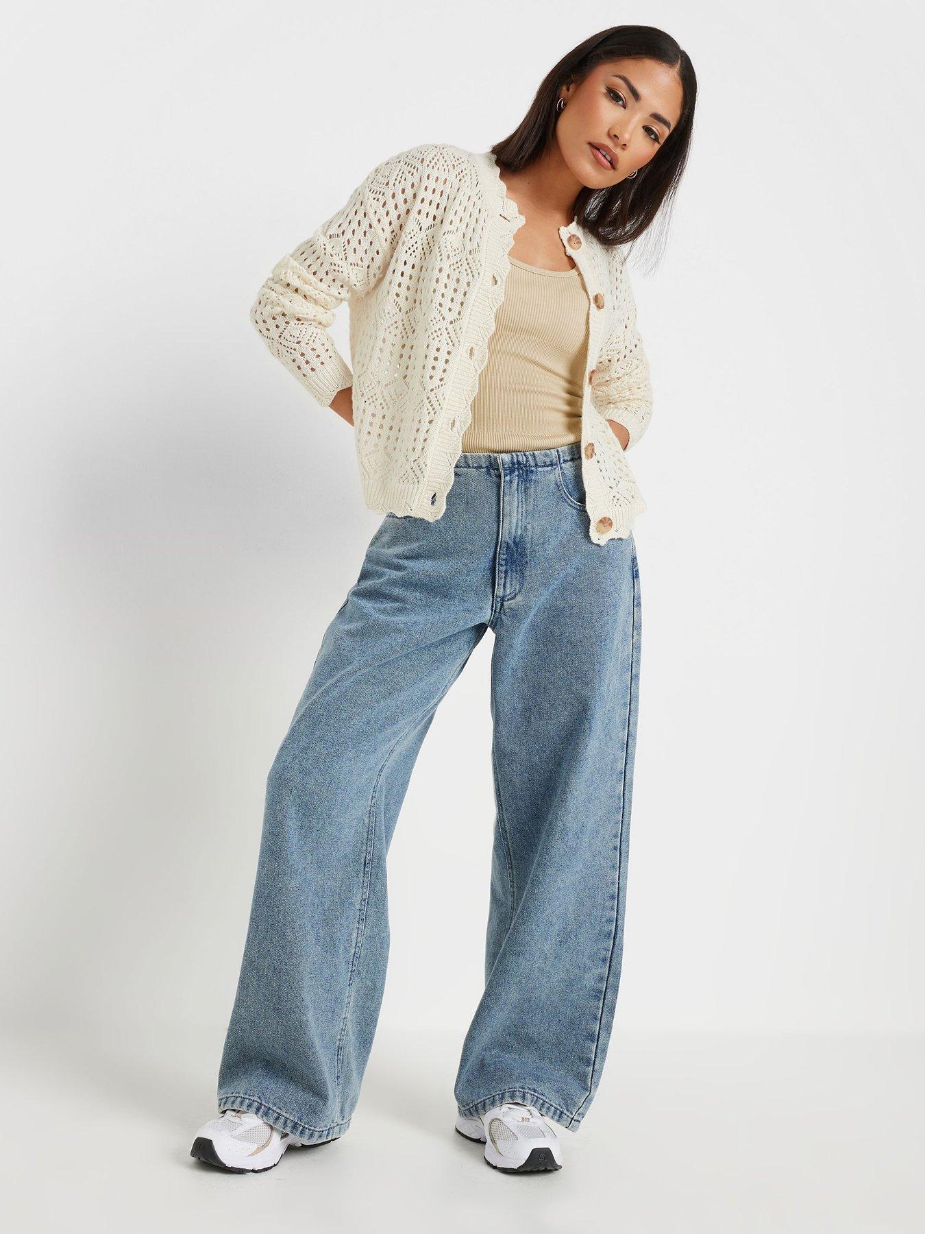 Image 3 of 4 of PixieGirl Petite Button Crochet Cardigan - Ivory
