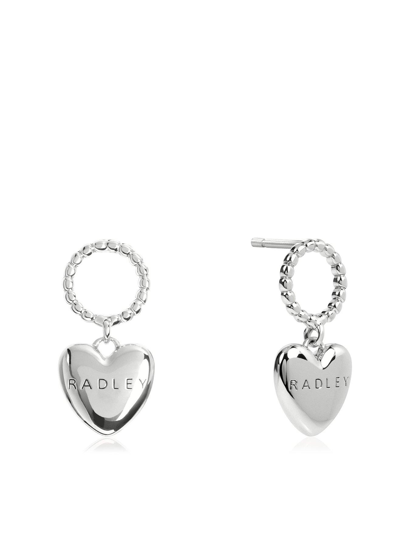 undefined Silver Plated Hanging Heart Earrings