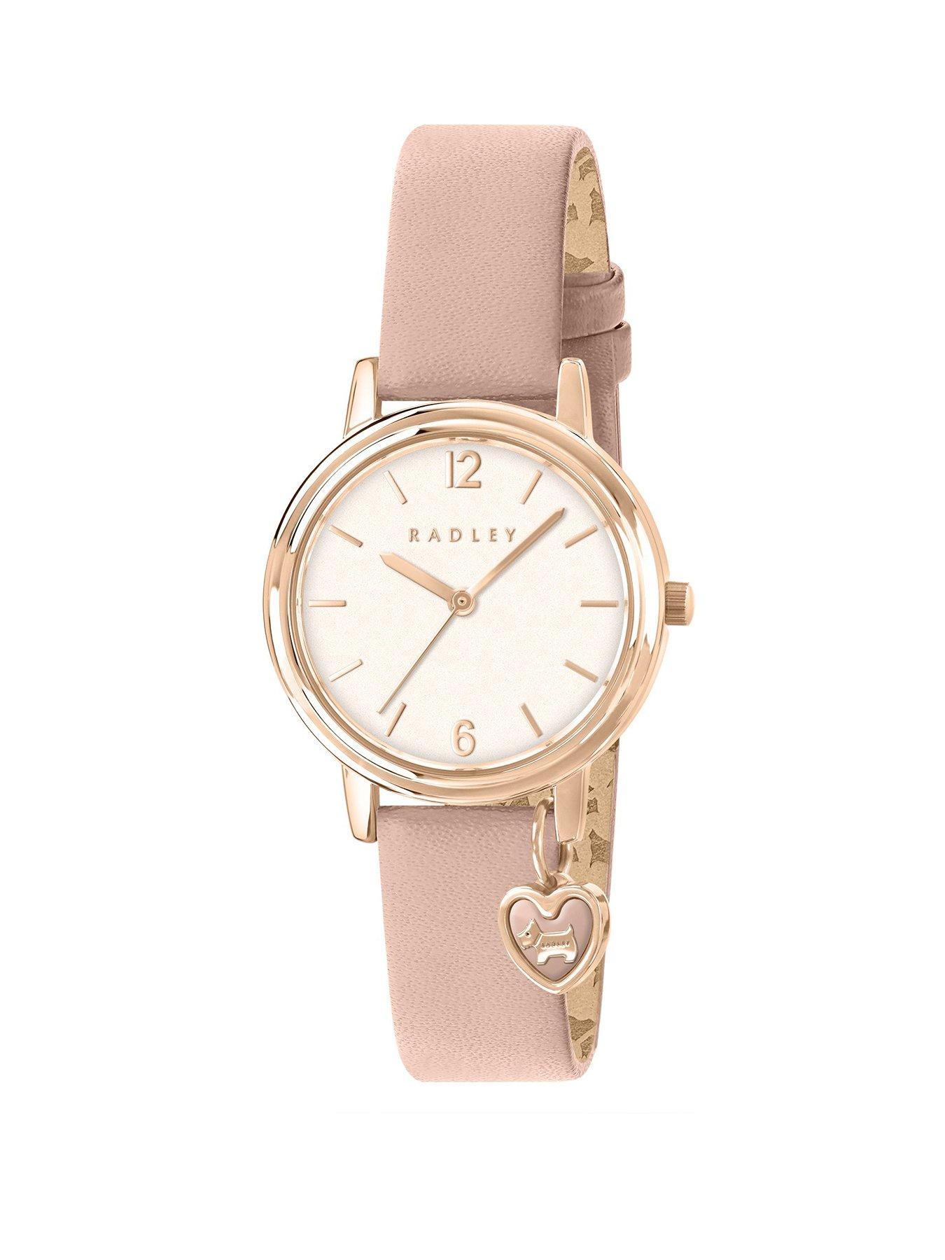 undefined 27mm Rose Gold Plated Parfait Pink Leather Strap with Charm
