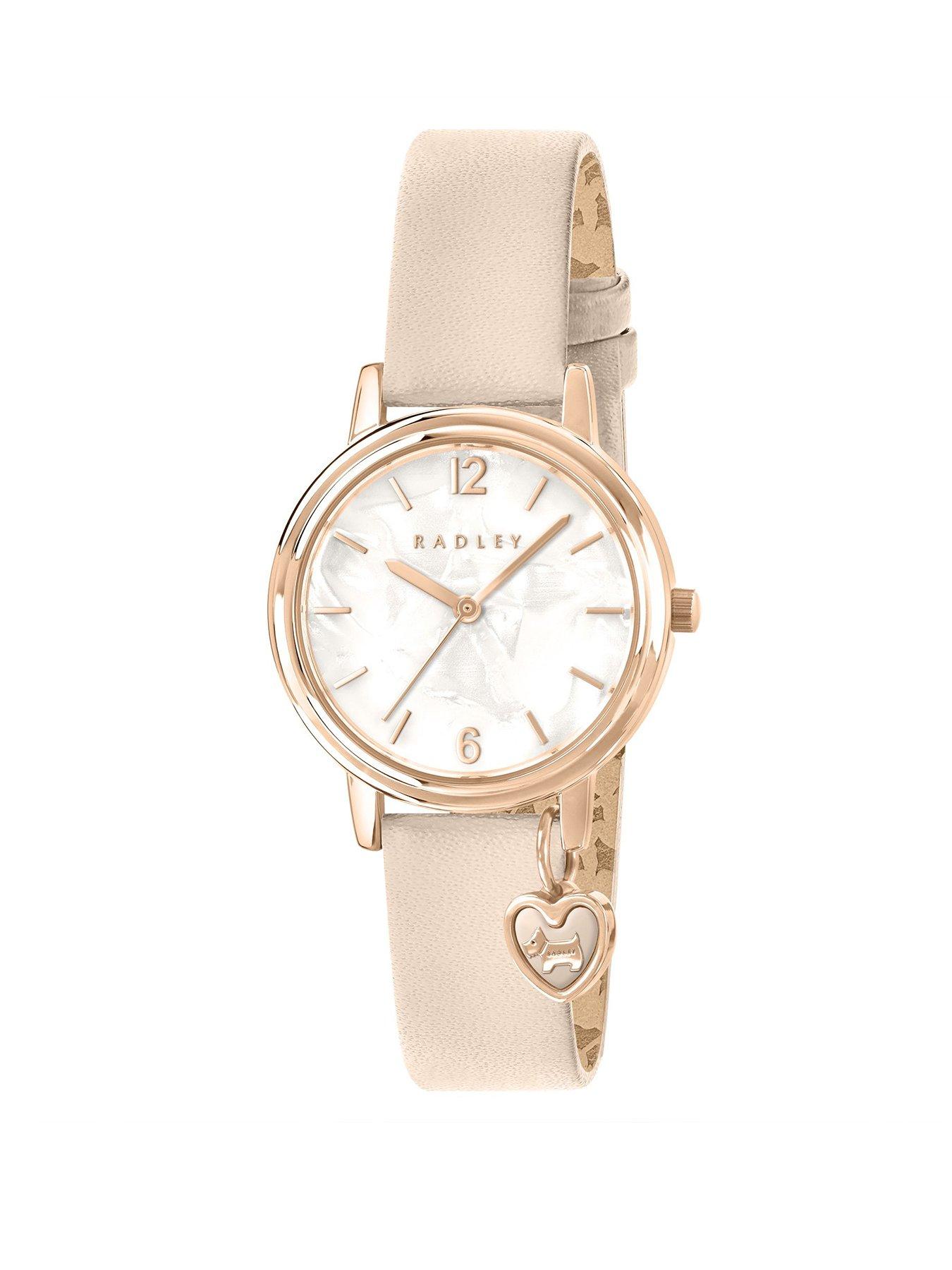 undefined 27mm Rose Gold Plated Oatmilk Leather Strap with Charm