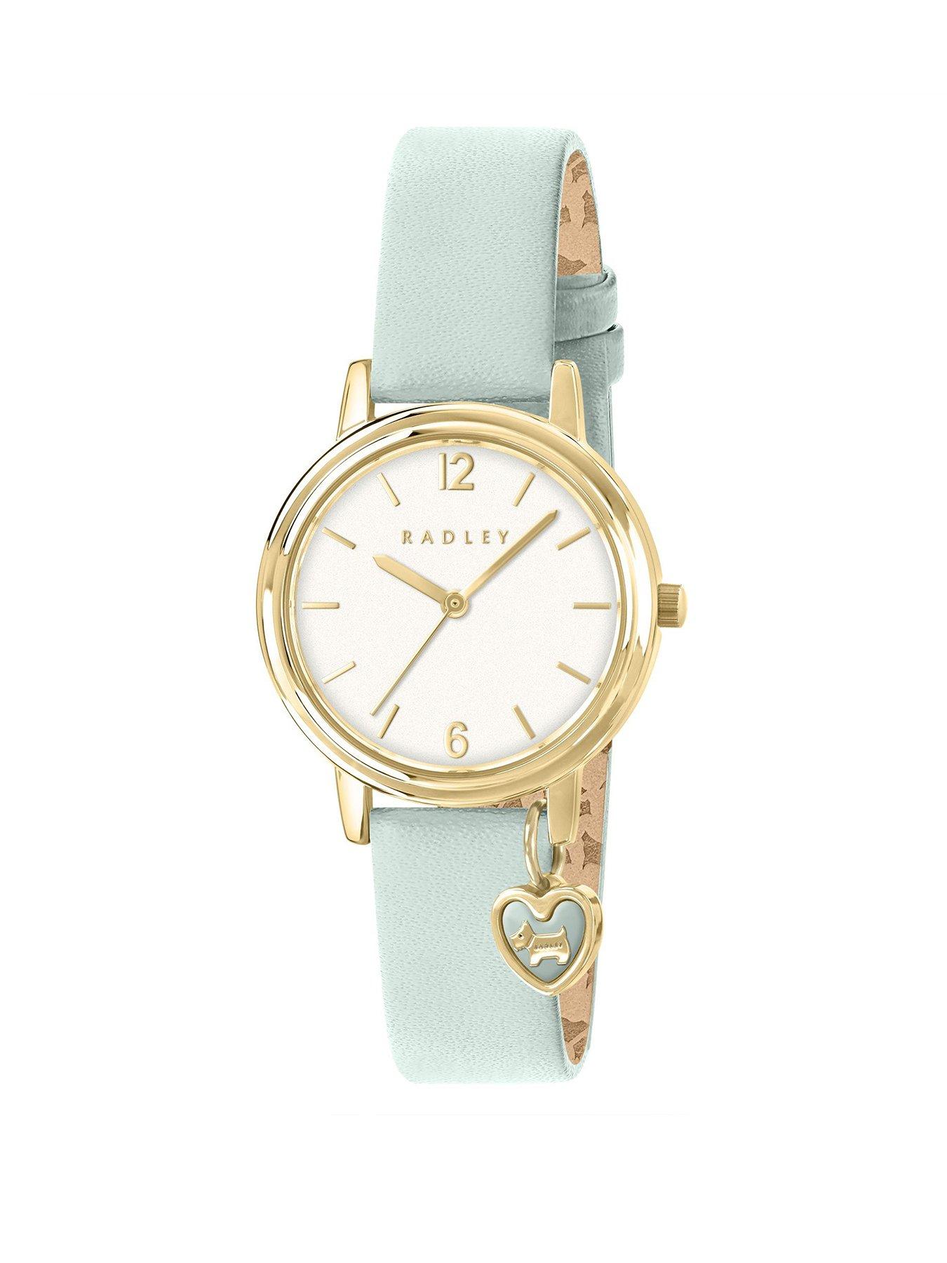 undefined 27mm Gold Plated Deco Green Leather Strap with Charm