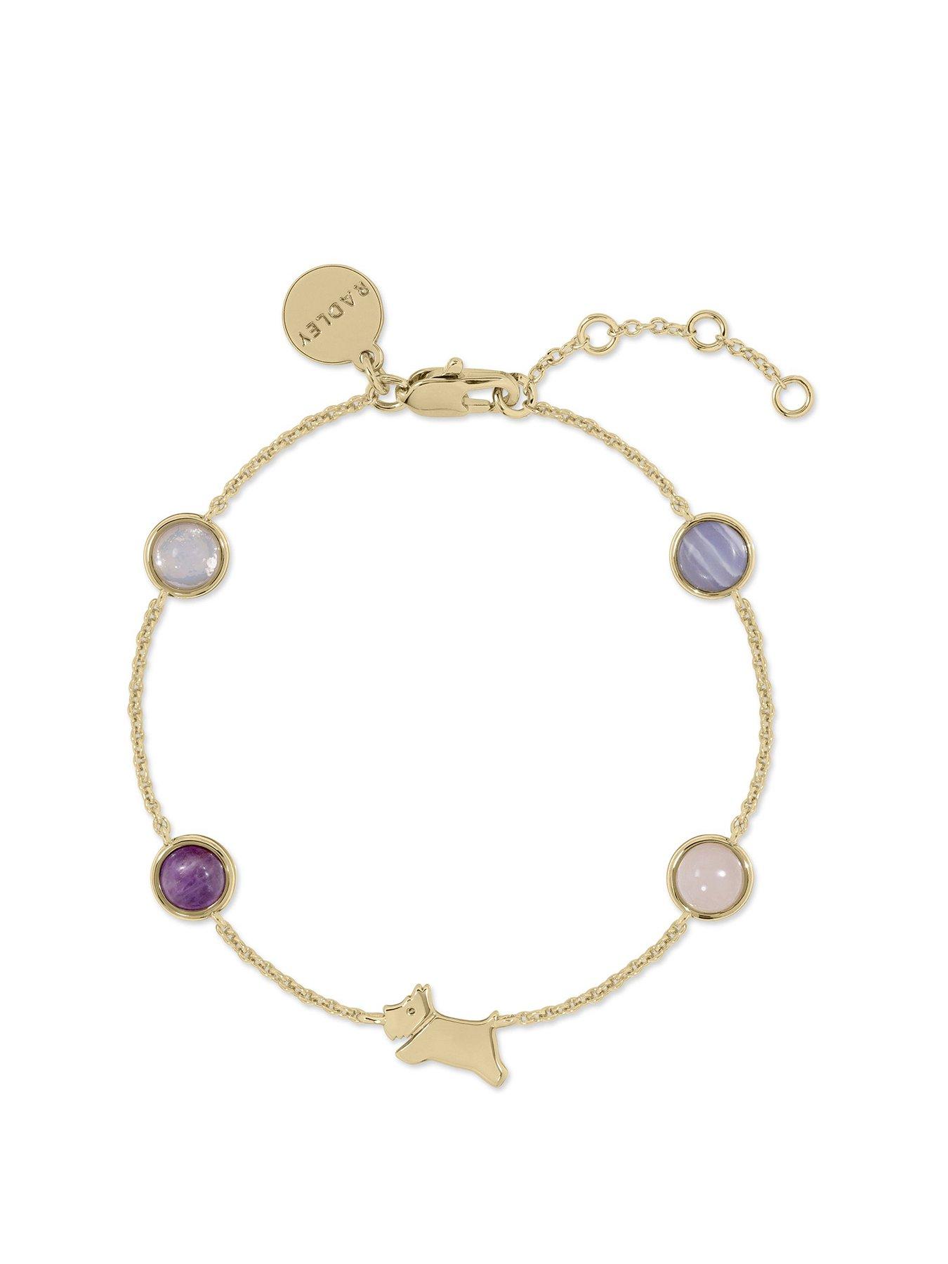 Image 1 of 3 of Radley 18ct Gold Plated Multi Stone Jumping Dog Charm Bracelet