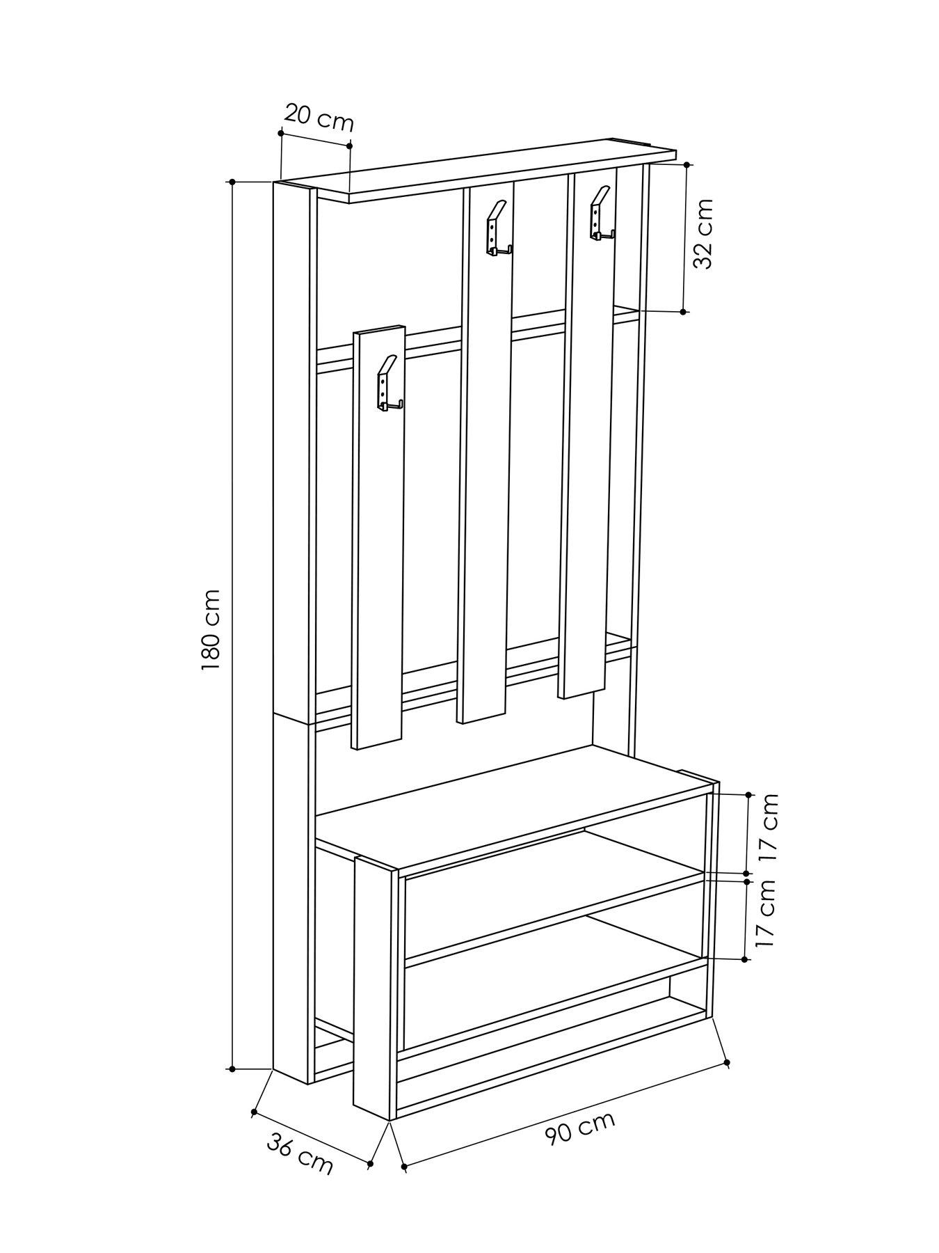 Image 3 of 4 of Decortie Chester Hall Stand - White/oak