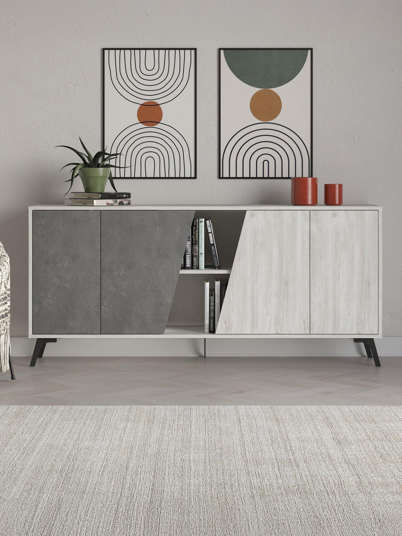 Decortie Fiona Large Sideboard - White/grey