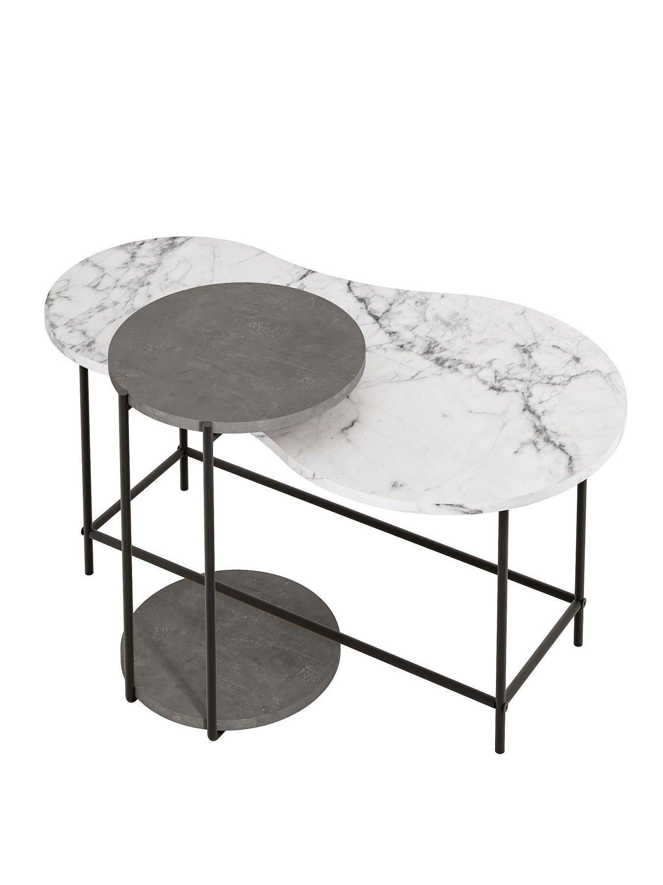 Image 2 of 7 of Decortie Cuddle Set Of 2 Coffee Tables - Marble/grey