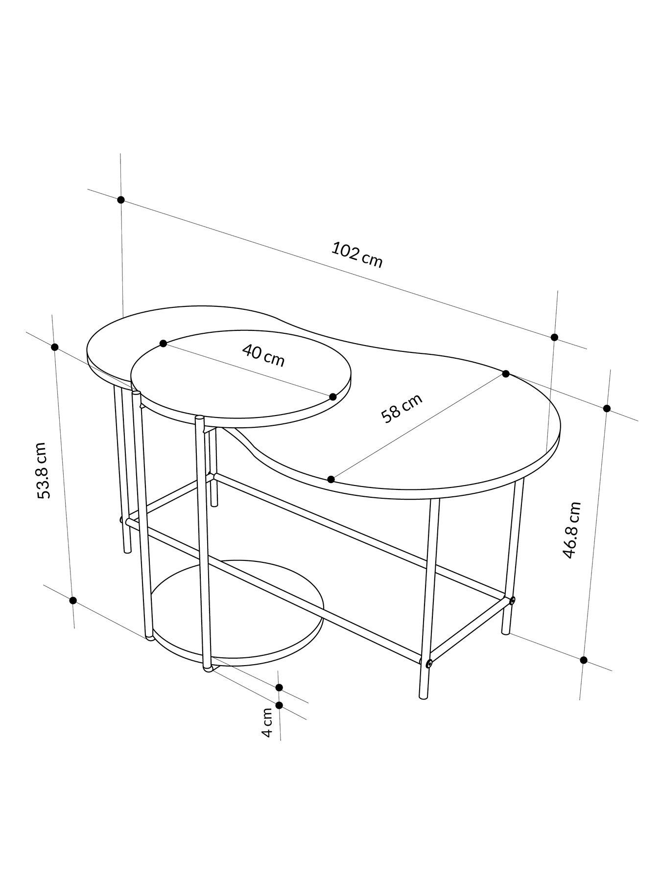 Image 6 of 7 of Decortie Cuddle Set Of 2 Coffee Tables - Marble/grey