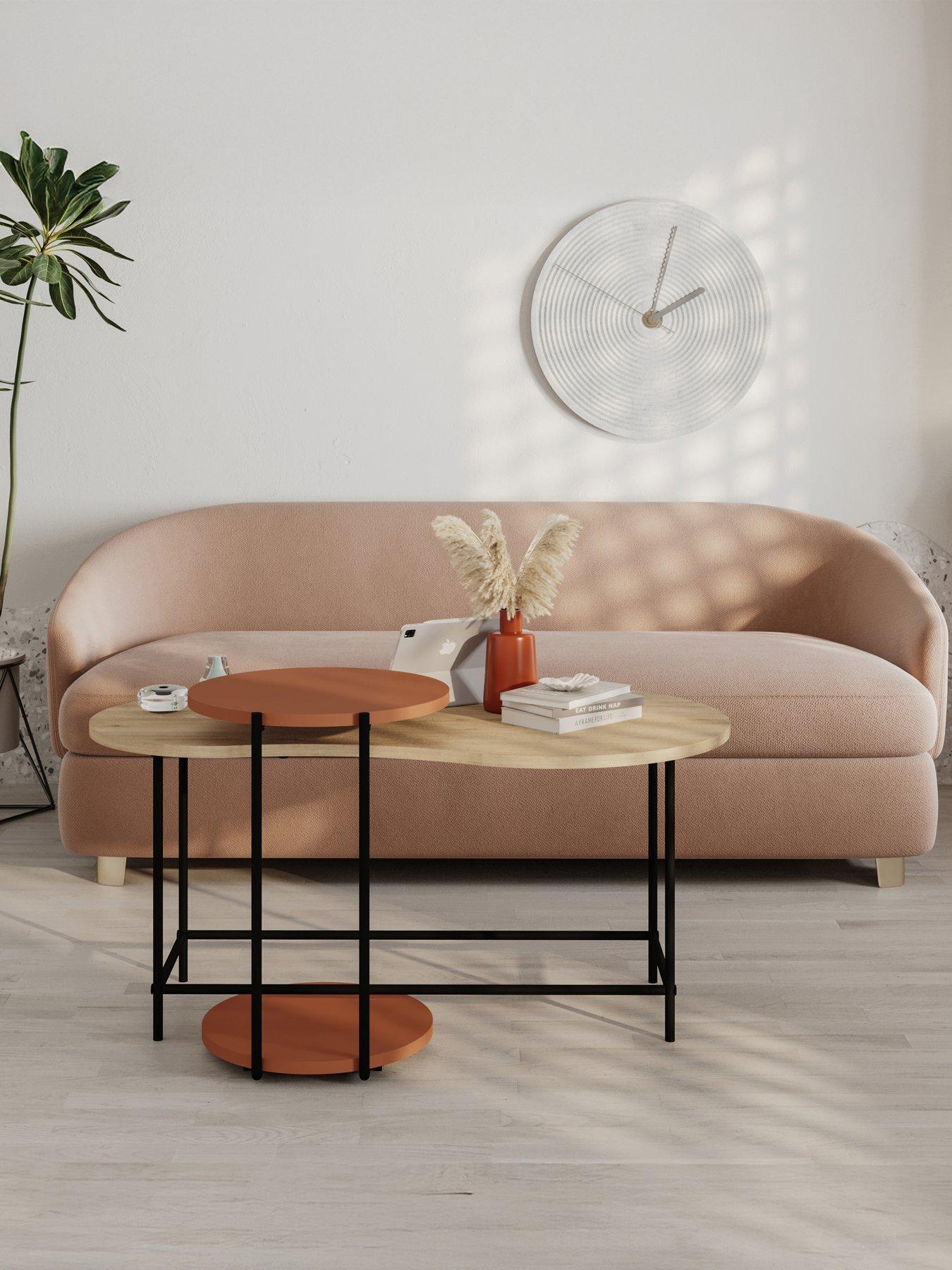 undefined Cuddle Set Of 2 Coffee Tables - Oak/cinnamon