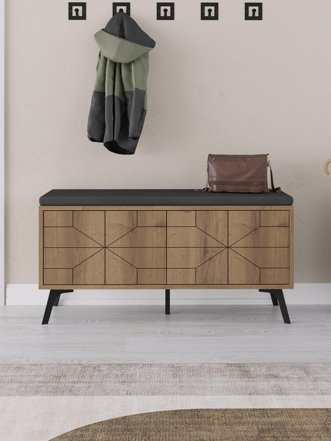 Decortie Dune Hallway Storage Bench - Dark Oak