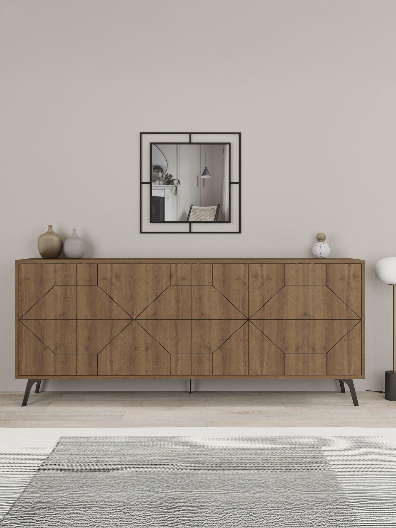 undefined Dune Large 6 Door Sideboard - Dark Oak