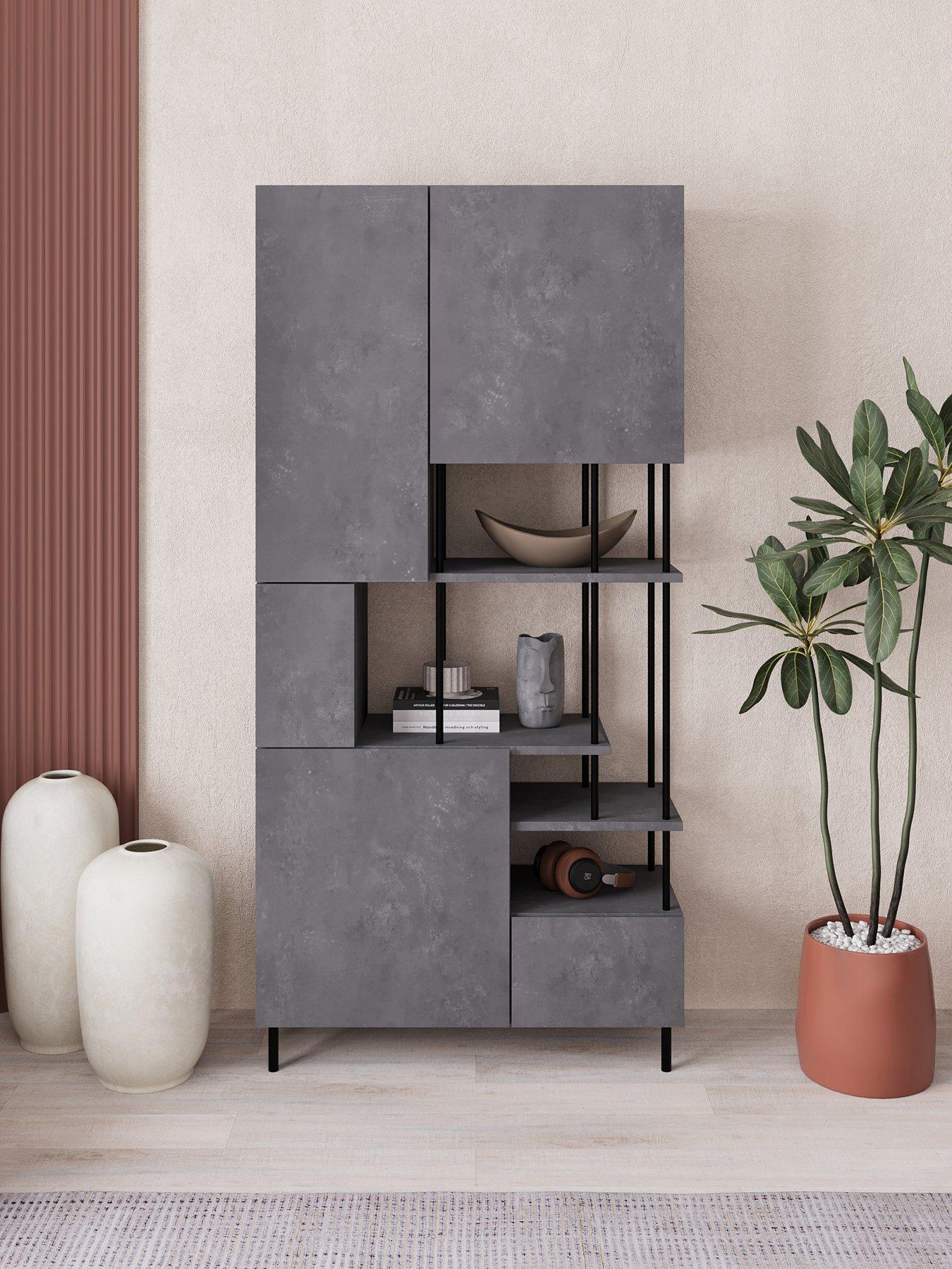 Decortie Key Bookcase / Display Cabinet - Grey