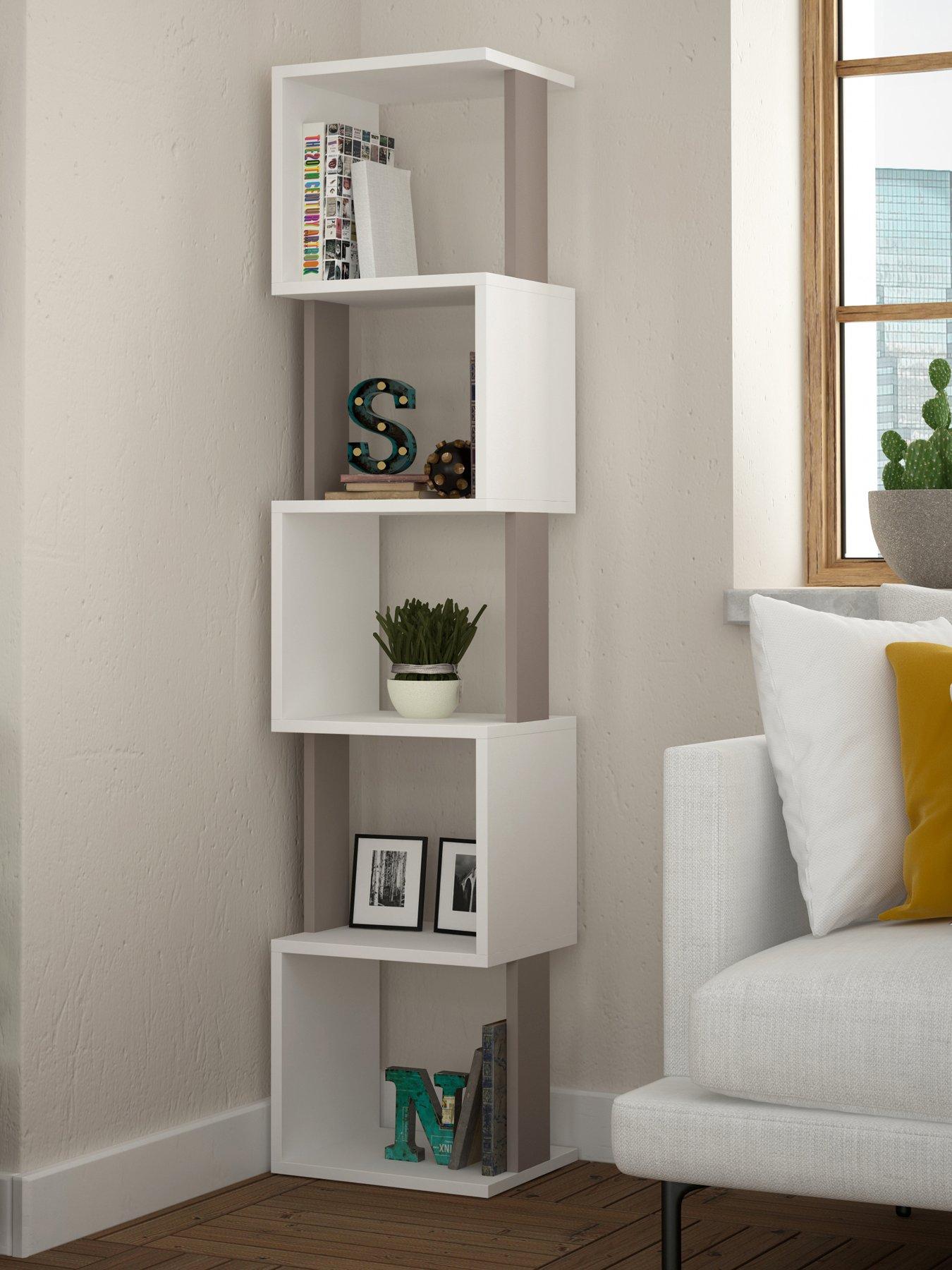 Decortie Piri Bookcase Shelf Unit - White/mocha