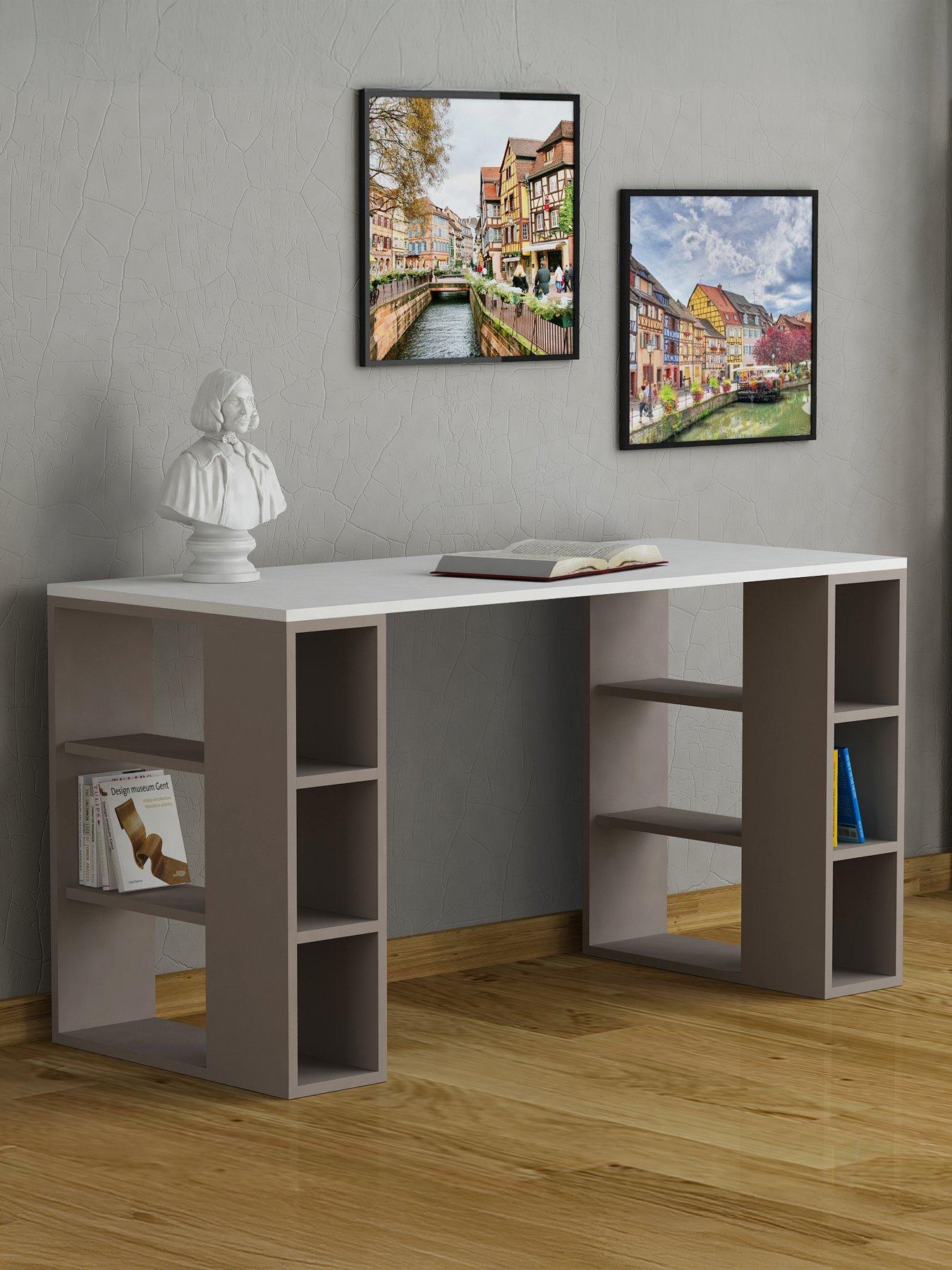 undefined Colmar Desk - White/mocha