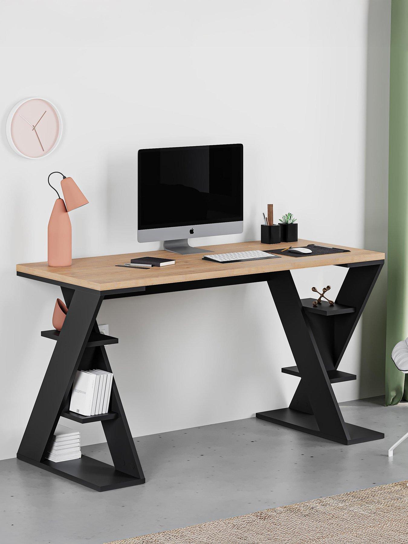 Decortie Papillon Desk- Sapphire Oak/black
