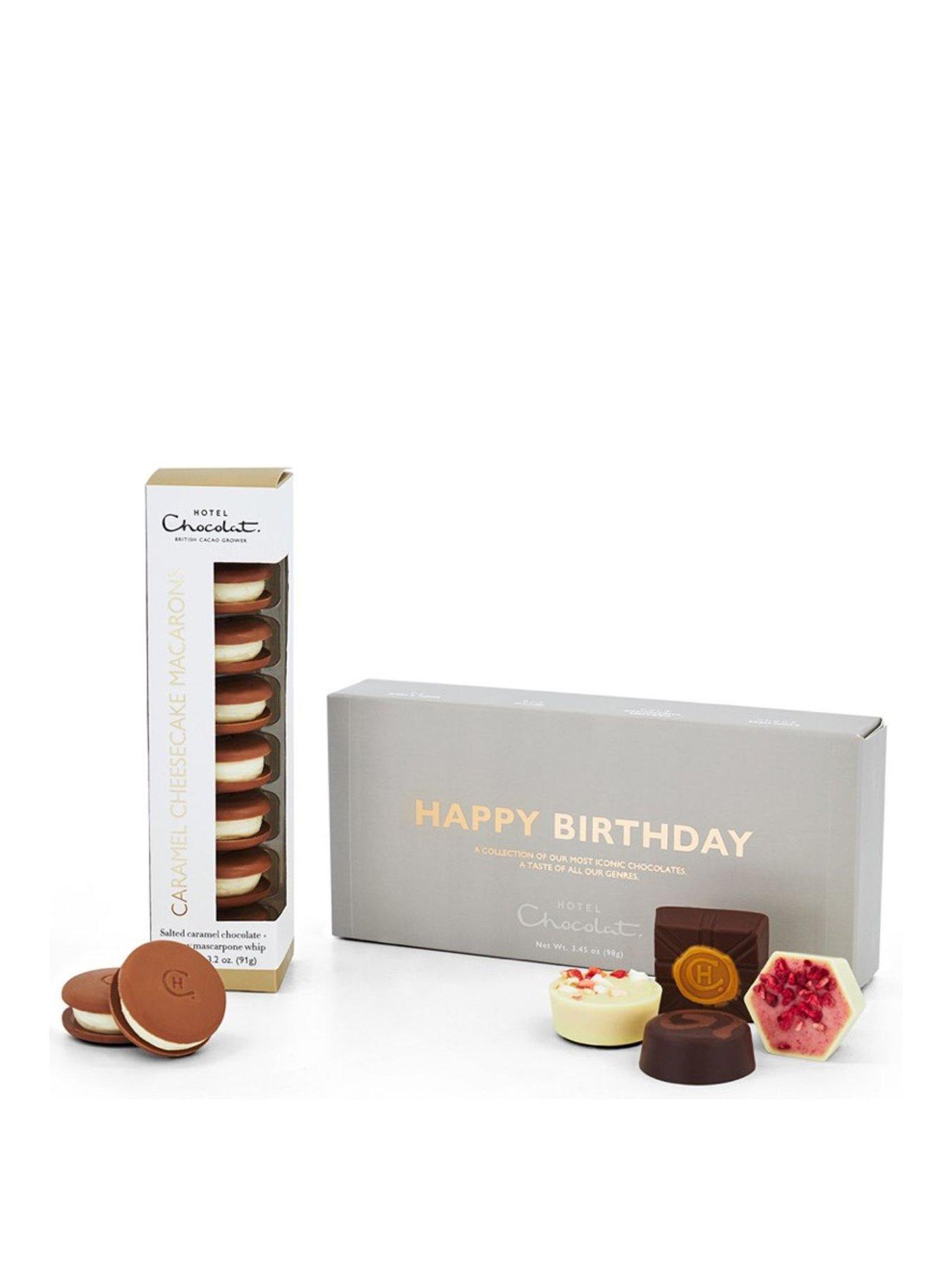Image of Hotel Chocolat Happy Birthday Pocket  &  Caramel Cheese Cake Macarons