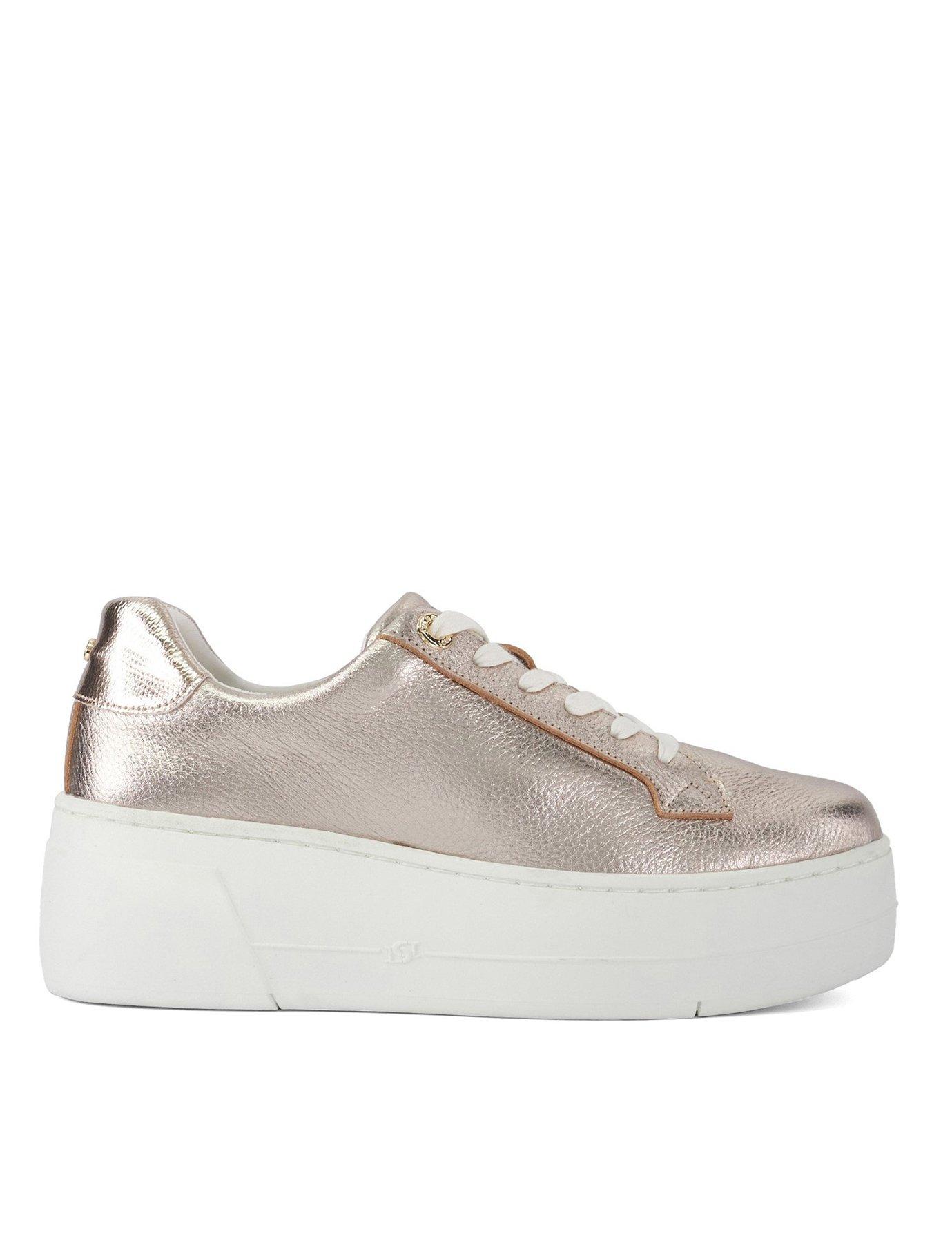 Dune London Episode Leather Platform Trainers Gold Very