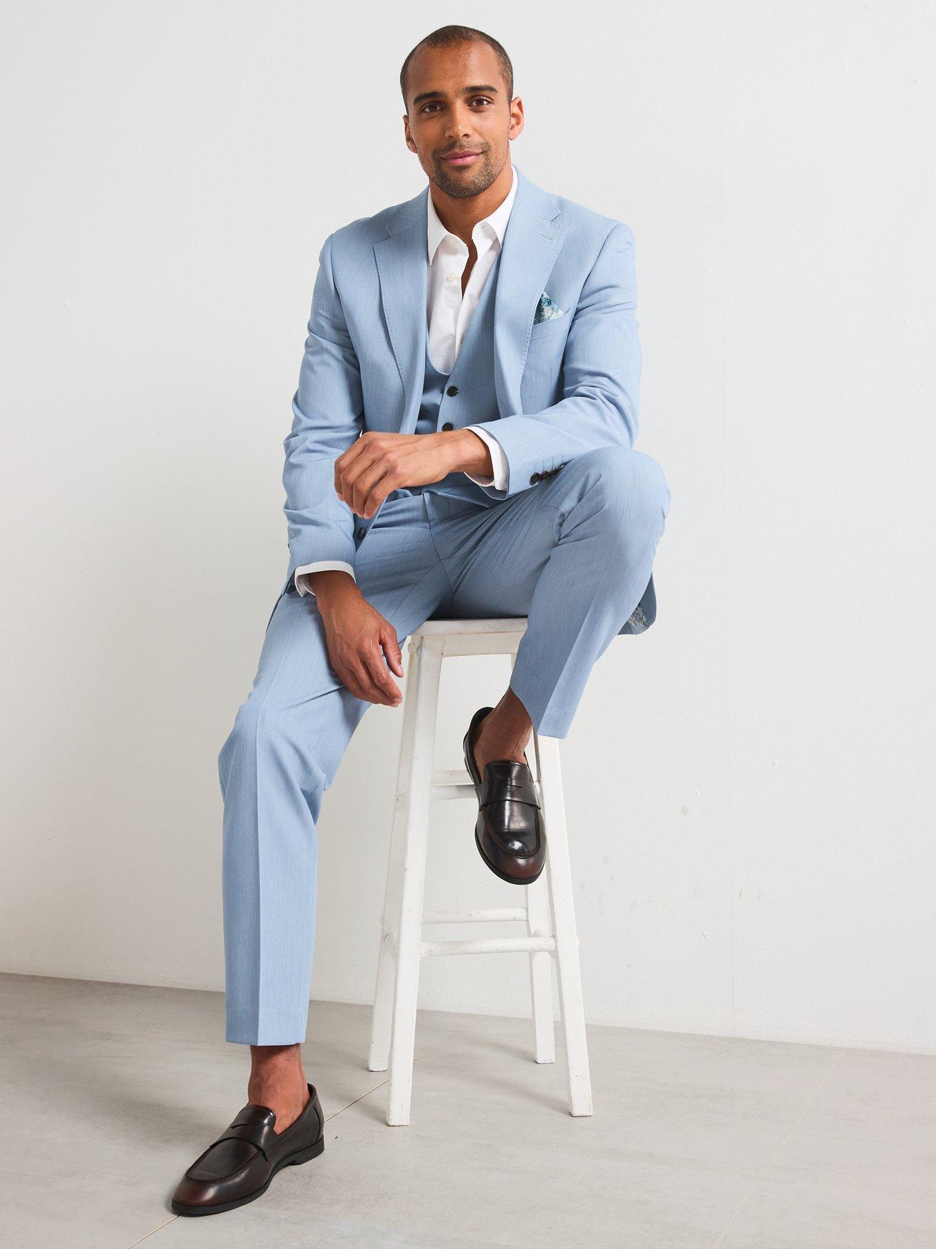 Image 5 of 5 of Skopes Beckett Tailored Fit Suit Trousers - Light Blue