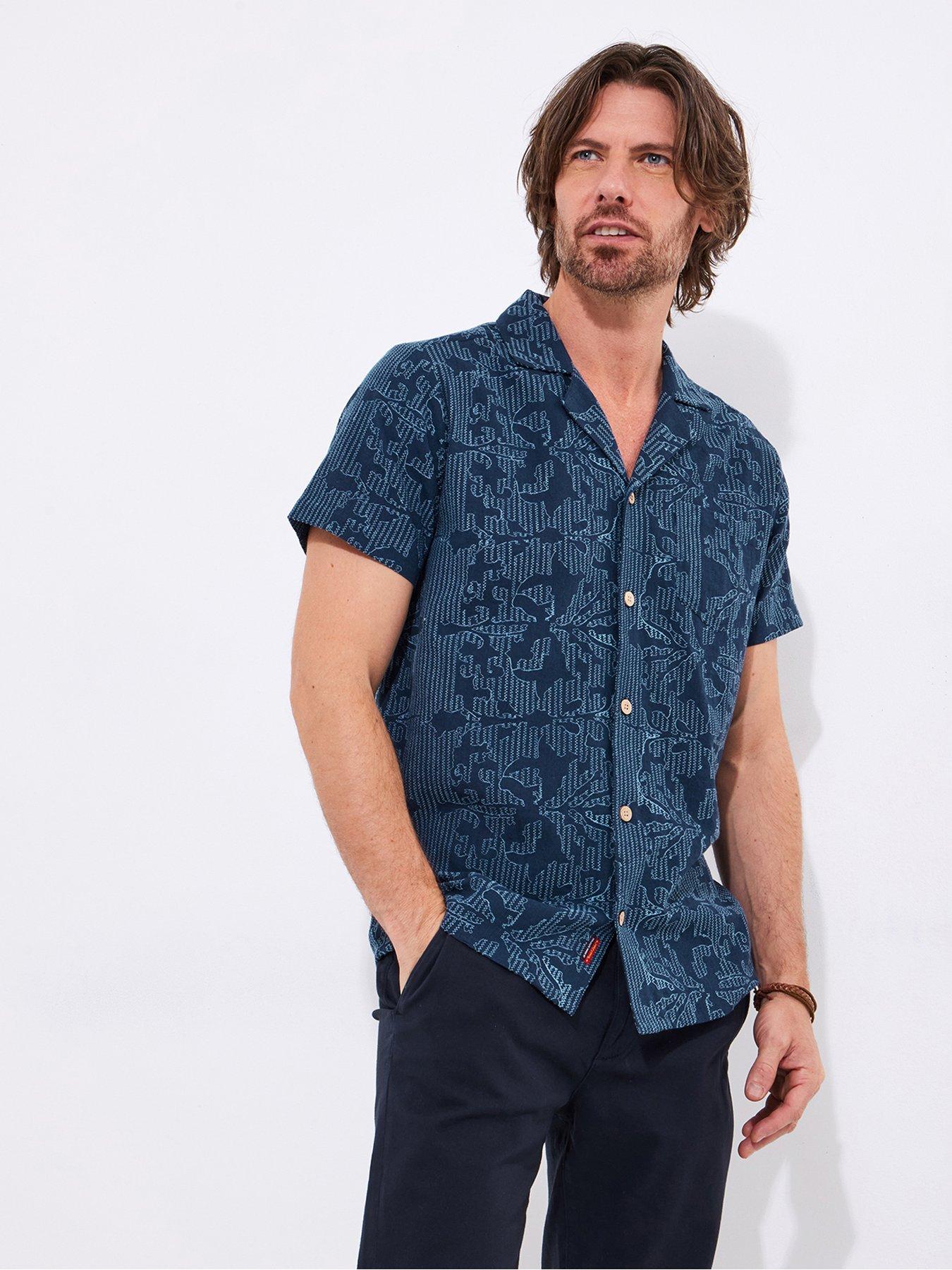 Joe Browns Excellent Embroidered Short Sleeve Shirt - Navy