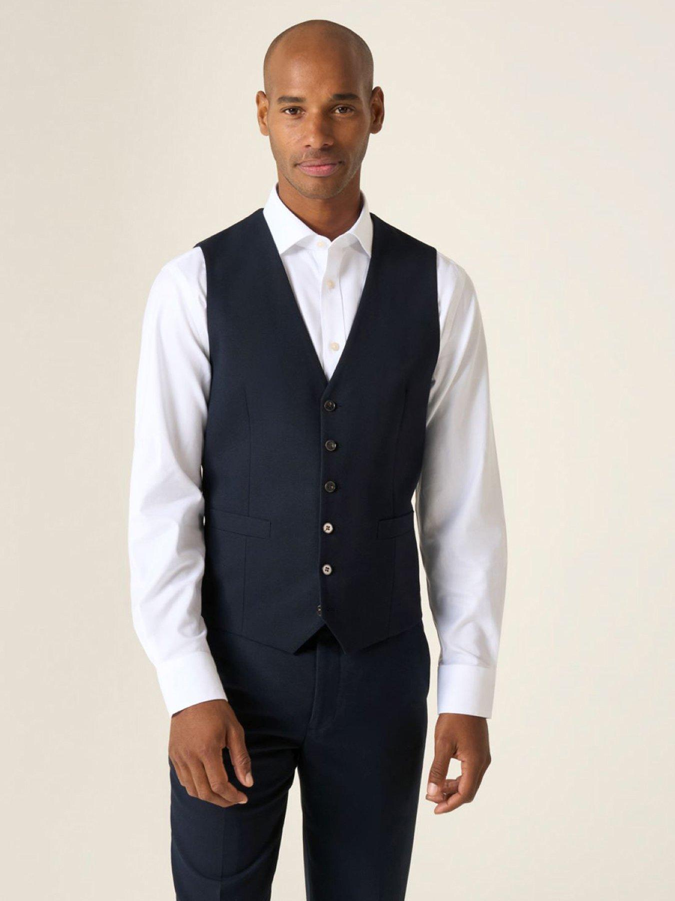Skopes Harcourt Standard Fit Waistcoat, Navy, Size 36, Men