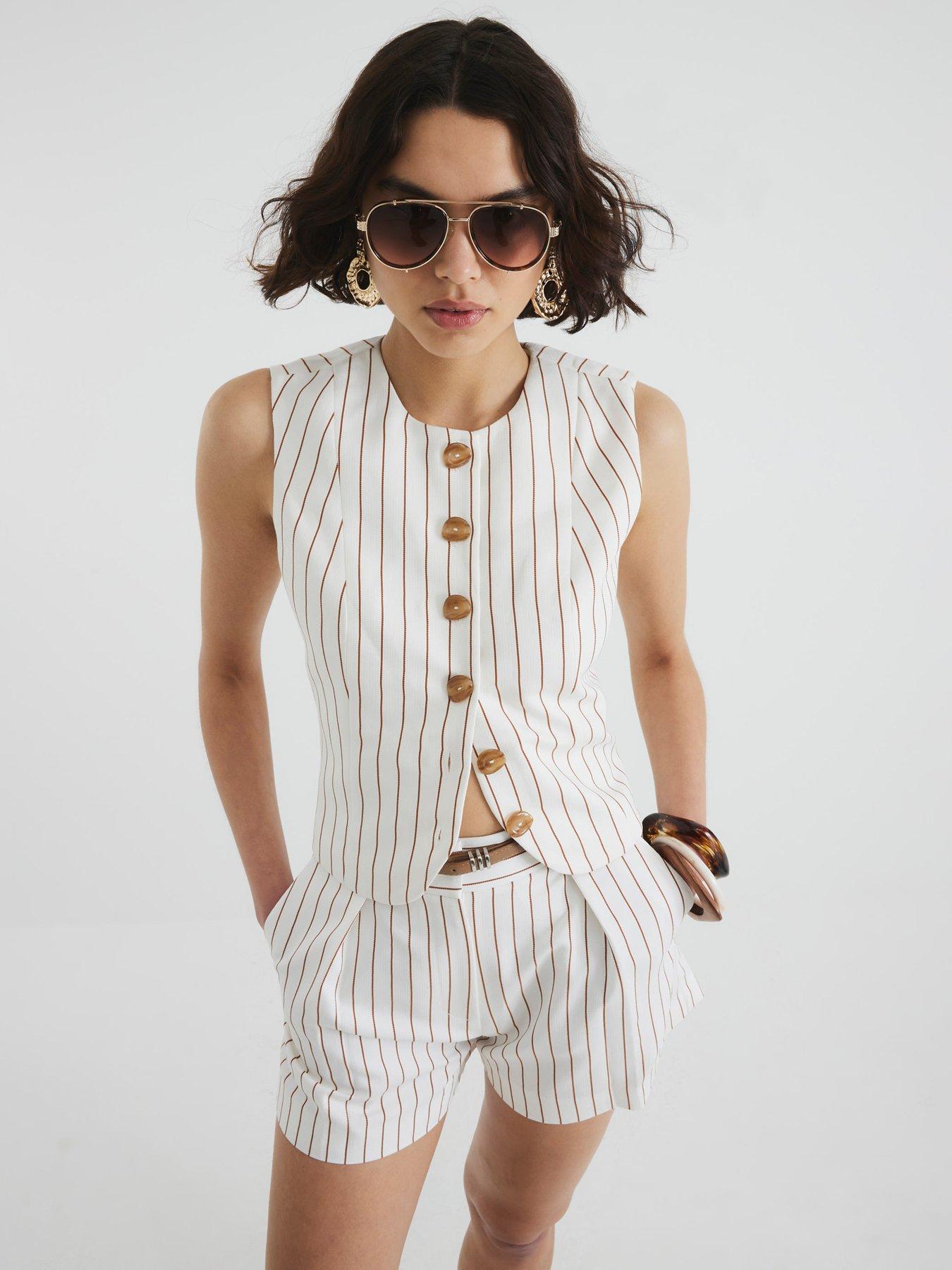 undefined High Neck Fitted Waistcoat - White